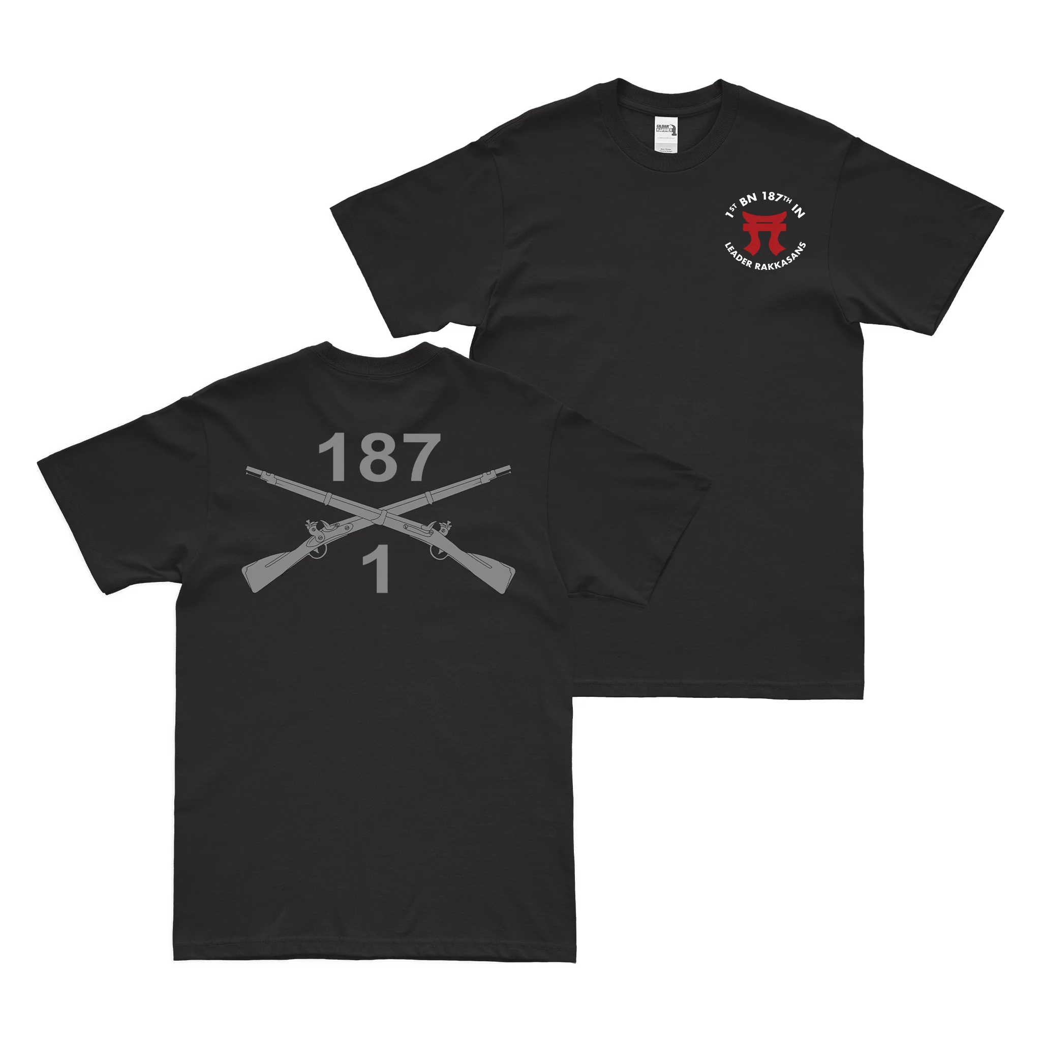 Double-Sided 1-187 IN, 3BCT, 101st ABN Crossed Rifles T-Shirt