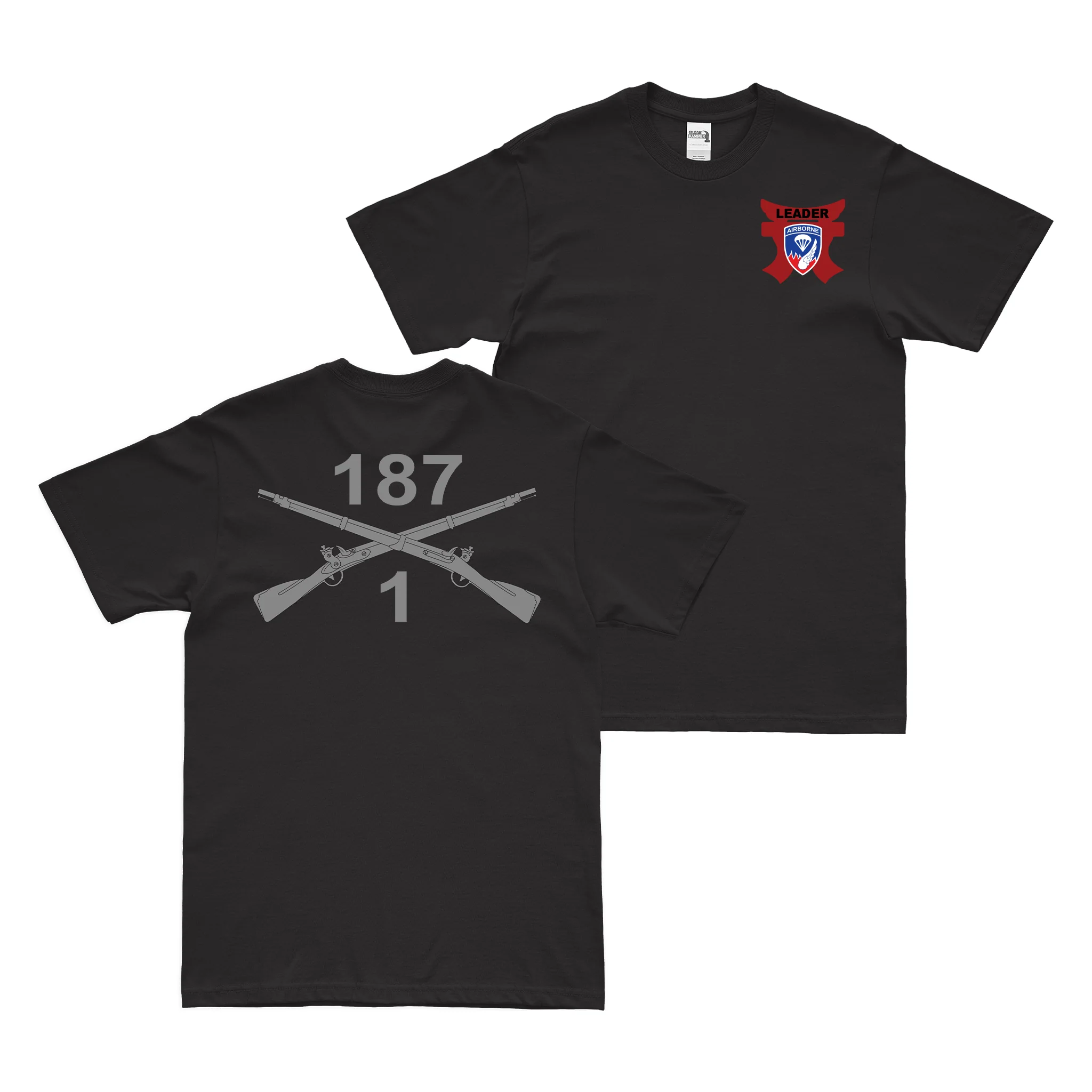 Double-Sided 1-187 IN, 3BCT, 101st ABN Crossed Rifles T-Shirt - Image 3