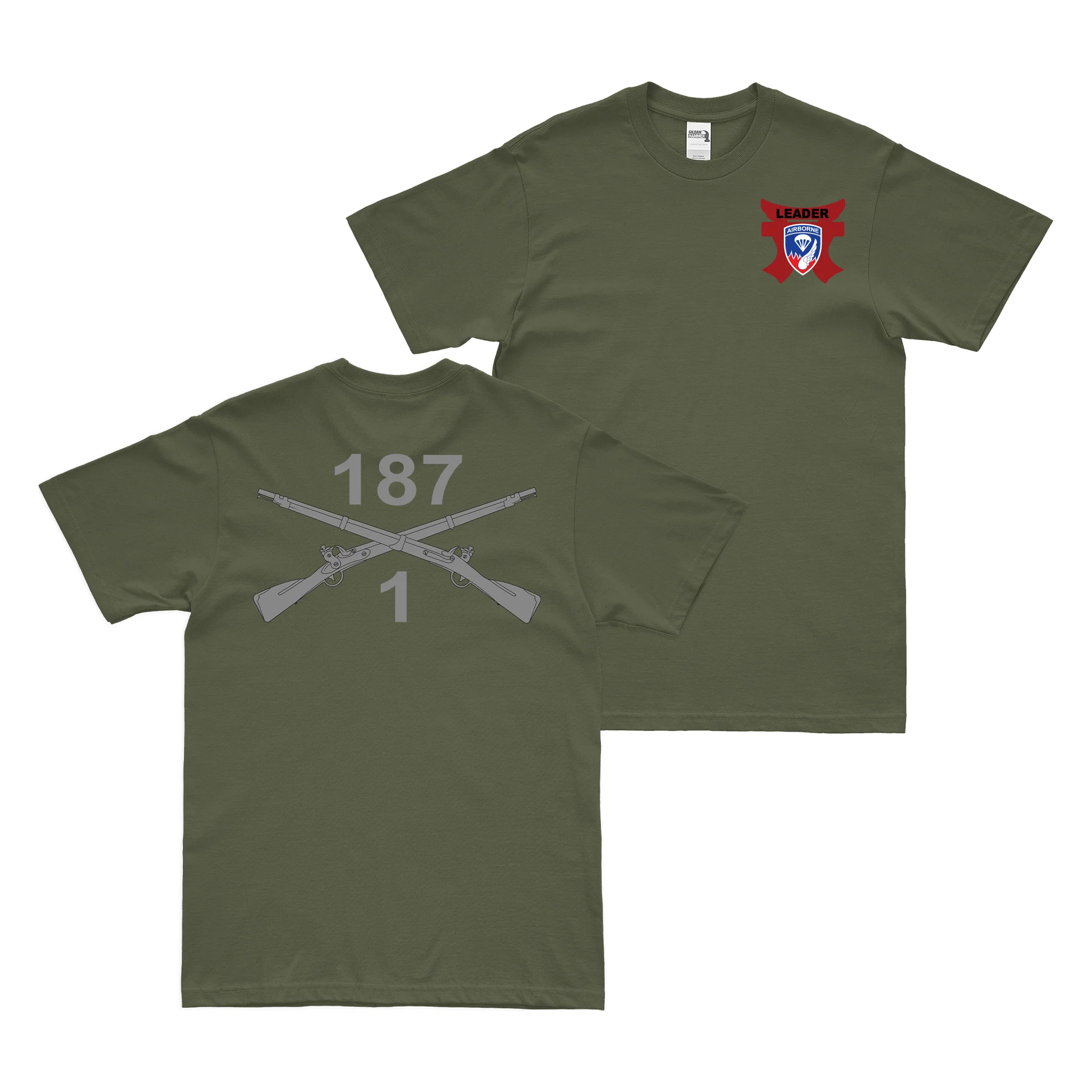 Double-Sided 1-187 IN, 3BCT, 101st ABN Crossed Rifles T-Shirt - Image 4