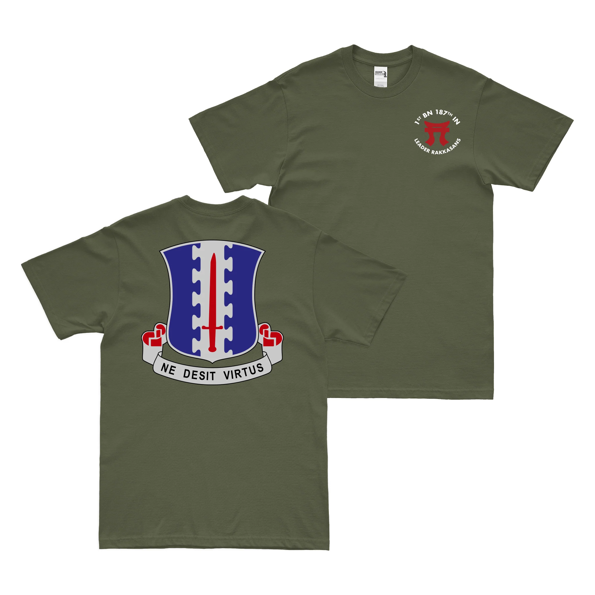 Double-Sided 1-187 Infantry Regiment Emblem T-Shirt - Image 4