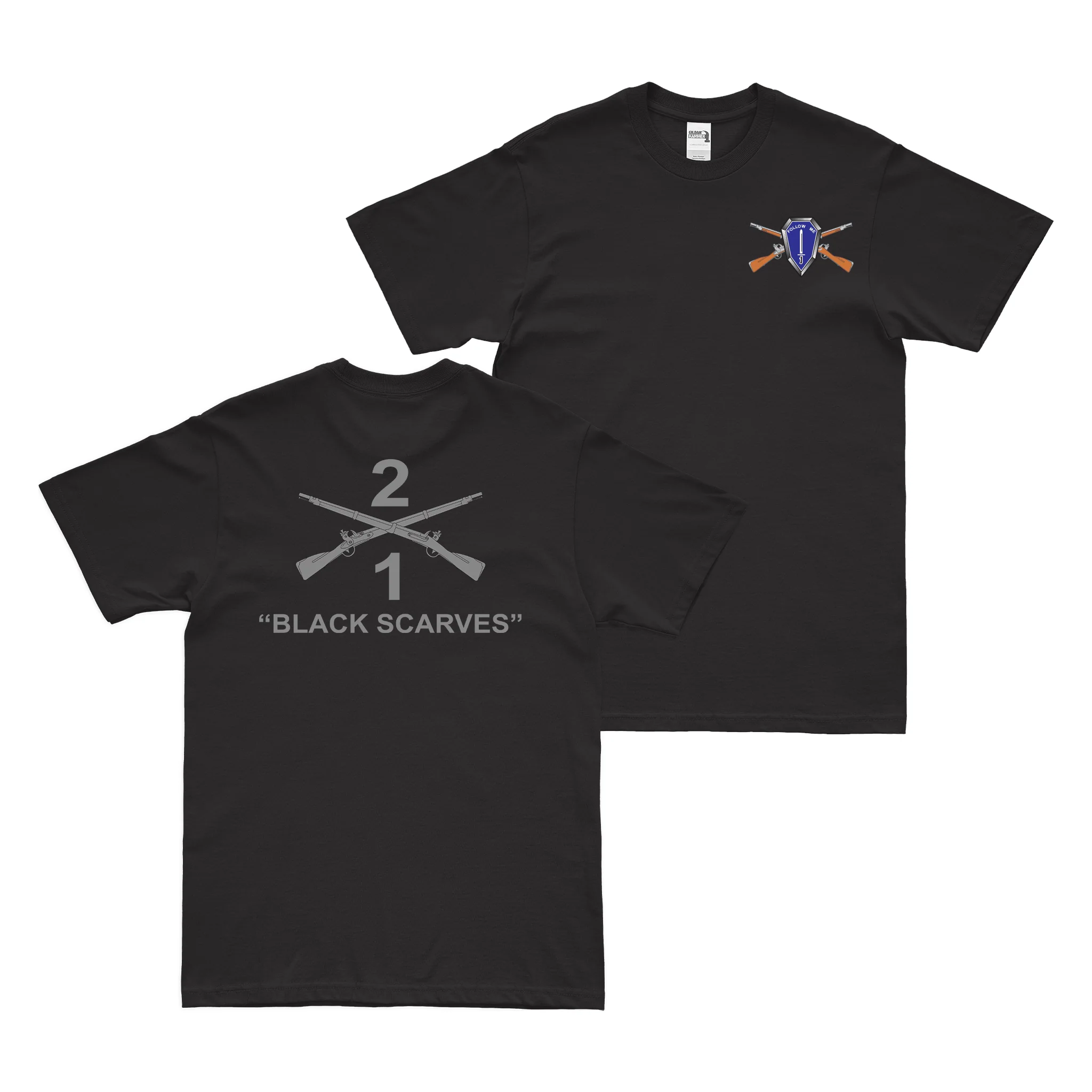 Double-Sided 1-2 Infantry Black Scarves T-Shirt