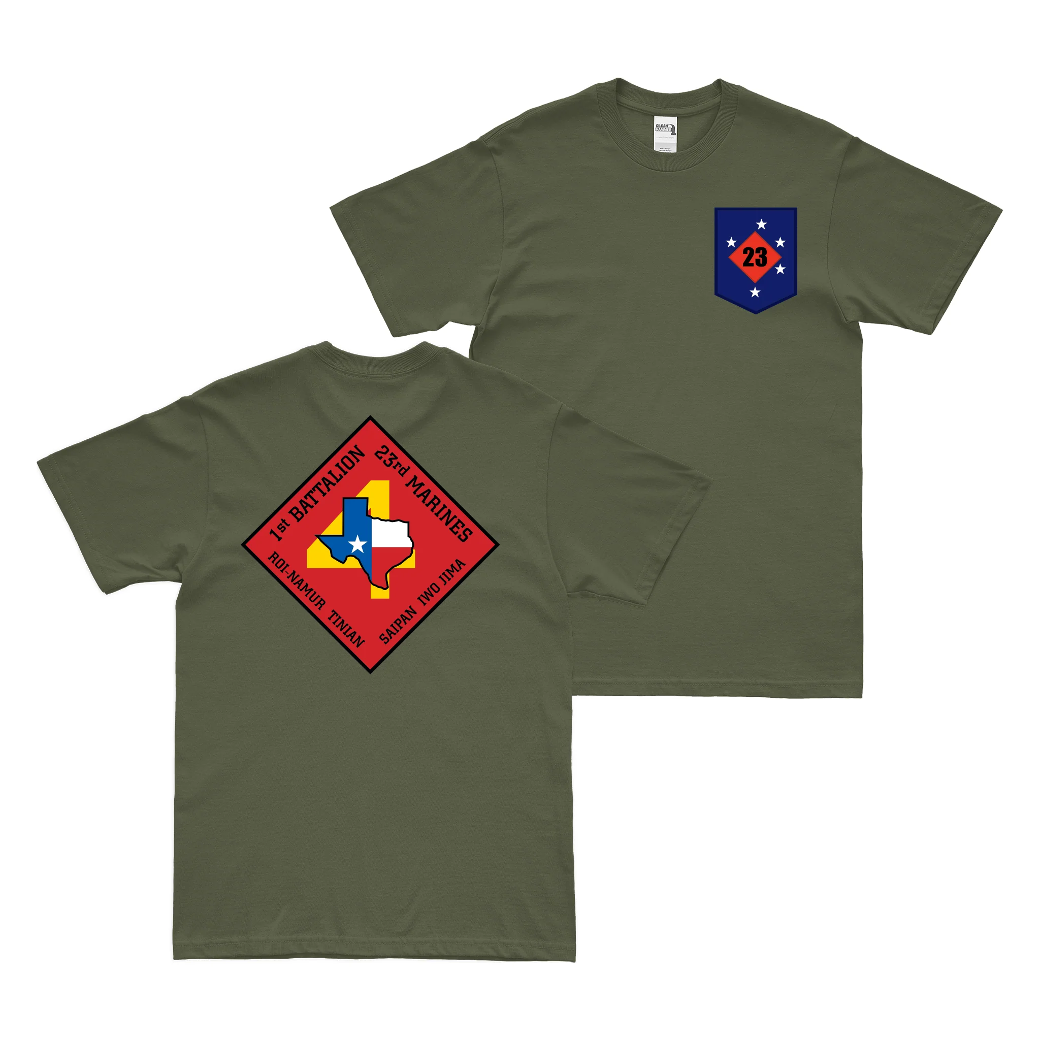 Double-Sided 1-23 Marines 23rd Marine Regiment T-Shirt - Image 2