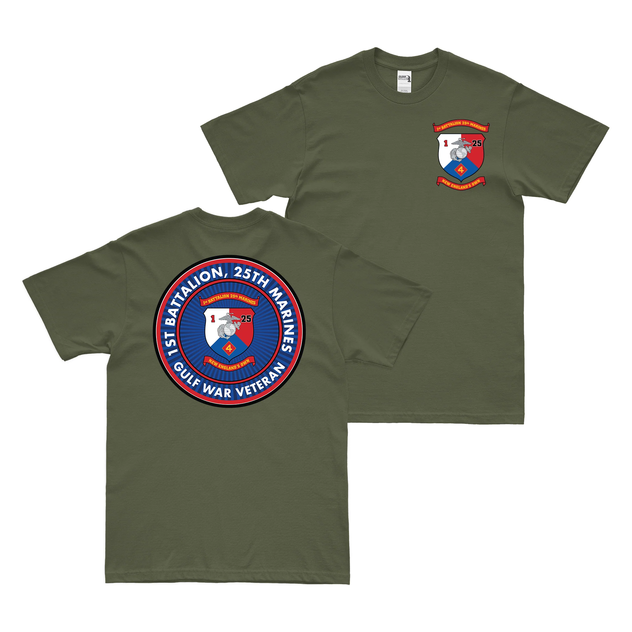 Double-Sided 1-25 Marines Gulf War Veteran T-Shirt - Image 2
