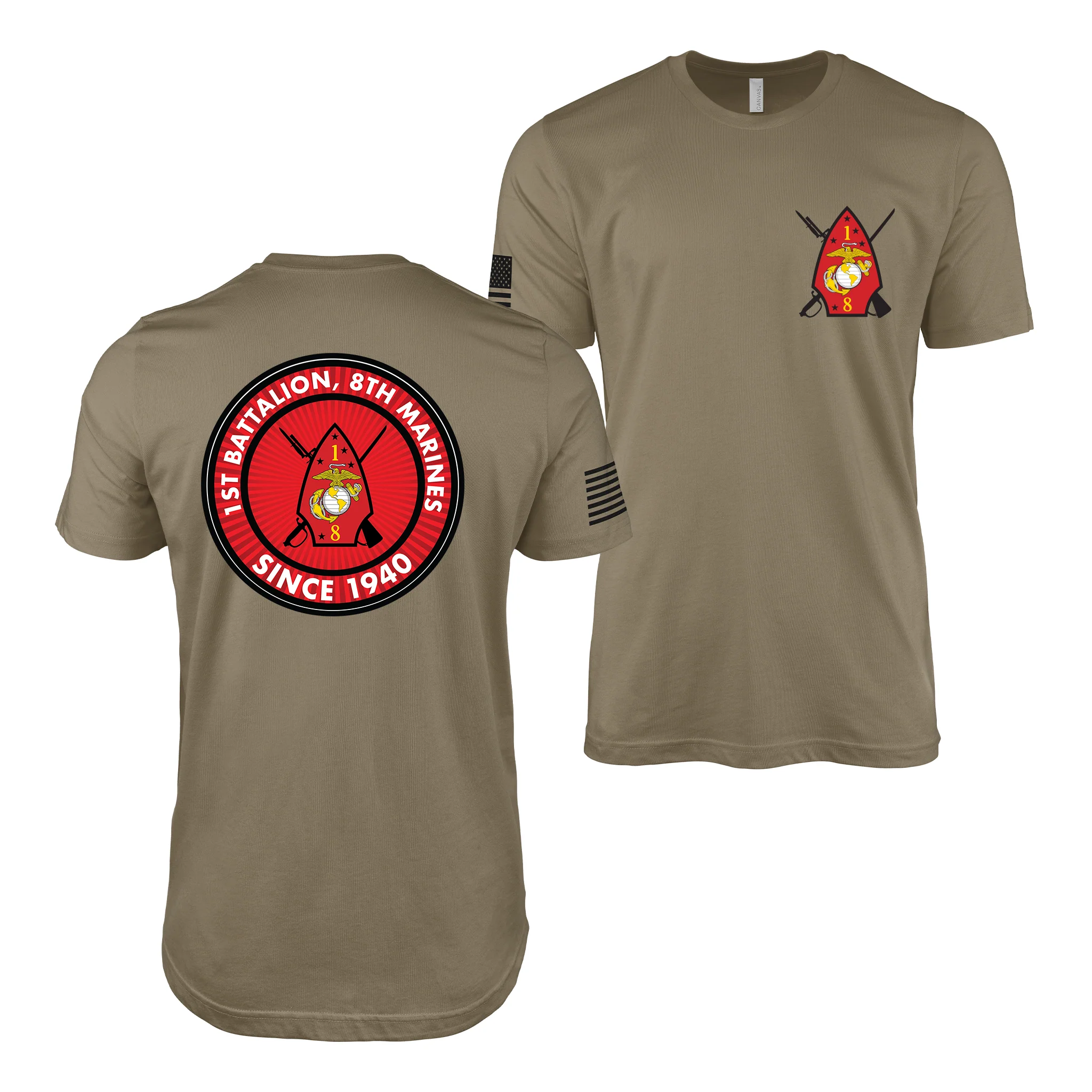 Double-Sided 1/8 Marines Since 1940 Emblem T-Shirt