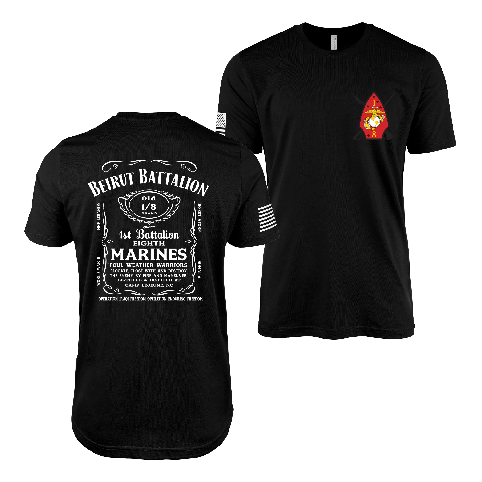 Double-Sided 1/8 Marines Whiskey Label T-Shirt - Image 2