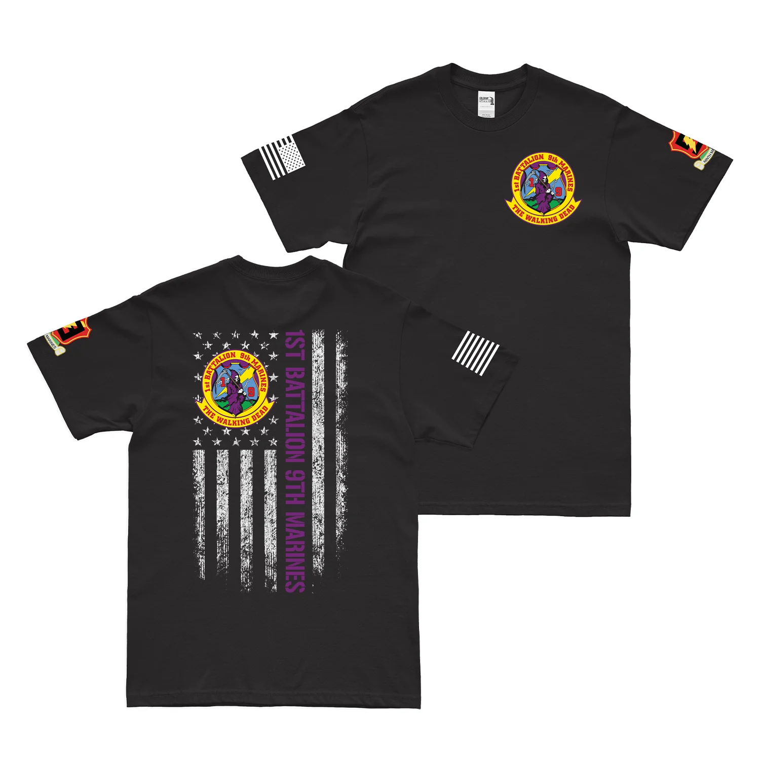 Double-Sided 1/9 Marines American Flag T-Shirt