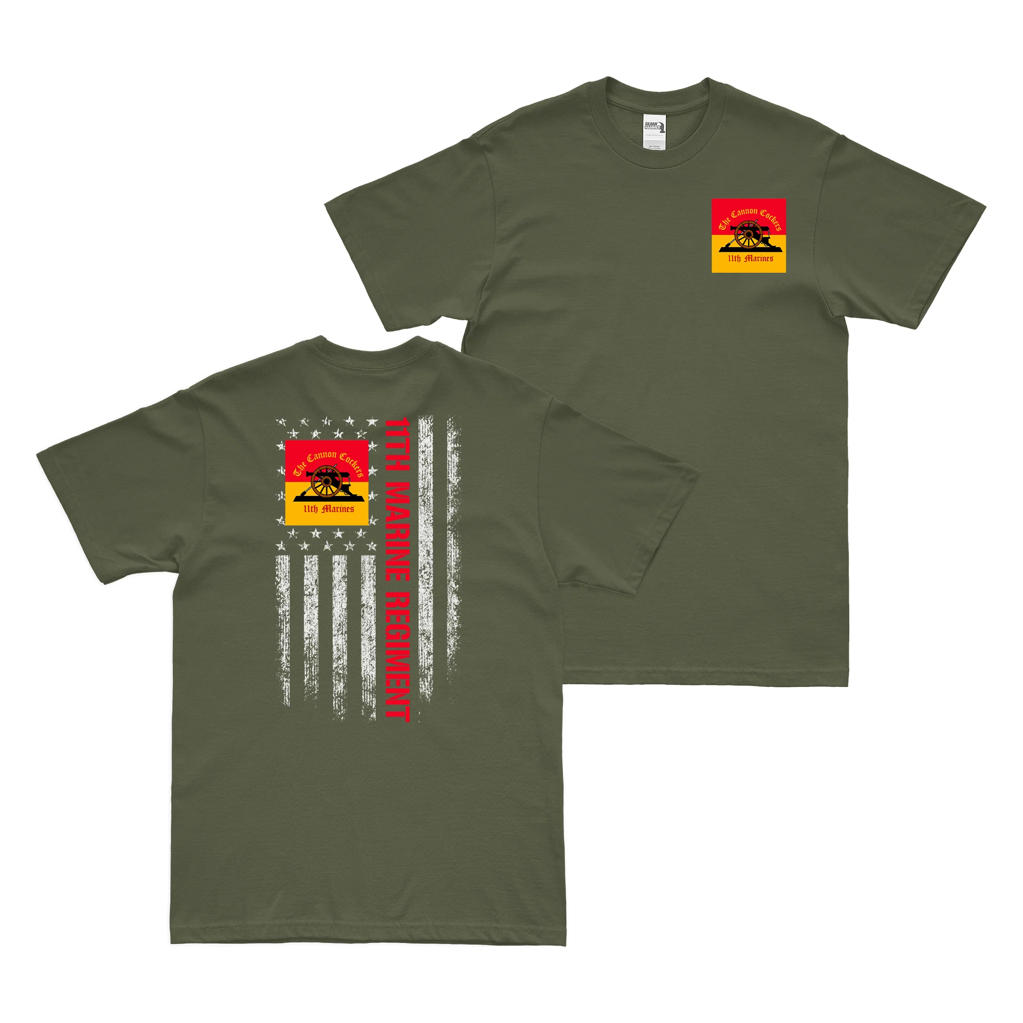 Double-Sided 11th Marine Regiment American Flag T-Shirt - Image 2