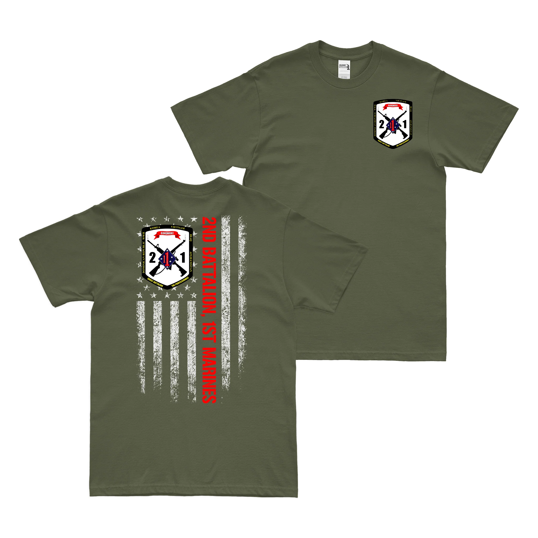 Double-Sided 2/1 Marines American Flag T-Shirt - Image 2