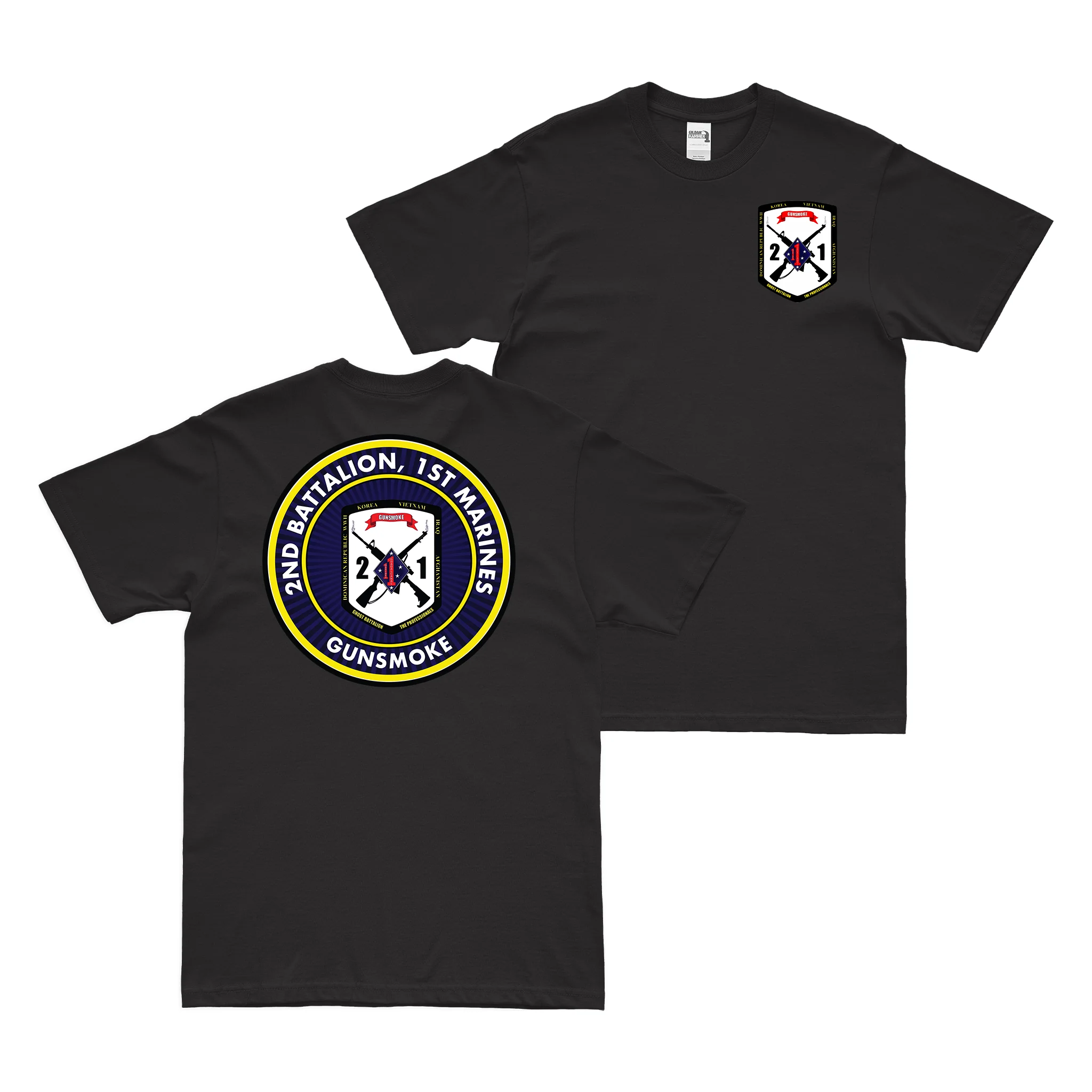 Double-Sided 2/1 Marines Gunsmoke Motto T-Shirt