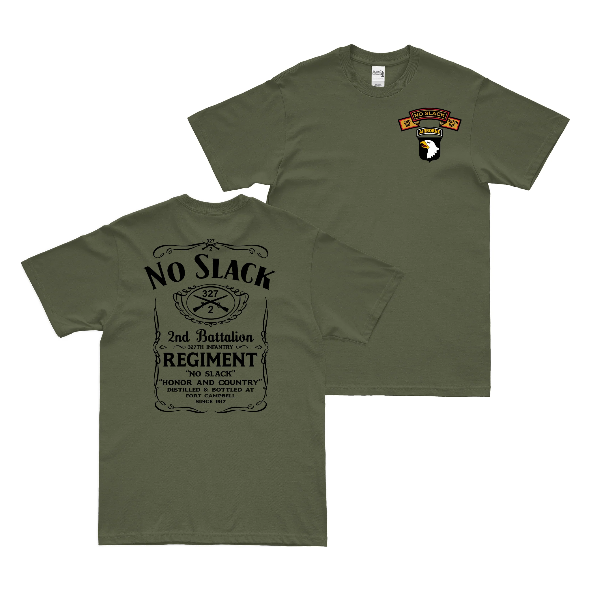 Double-Sided 2-327 IR 'No Slack' Whiskey Label T-Shirt - Image 2