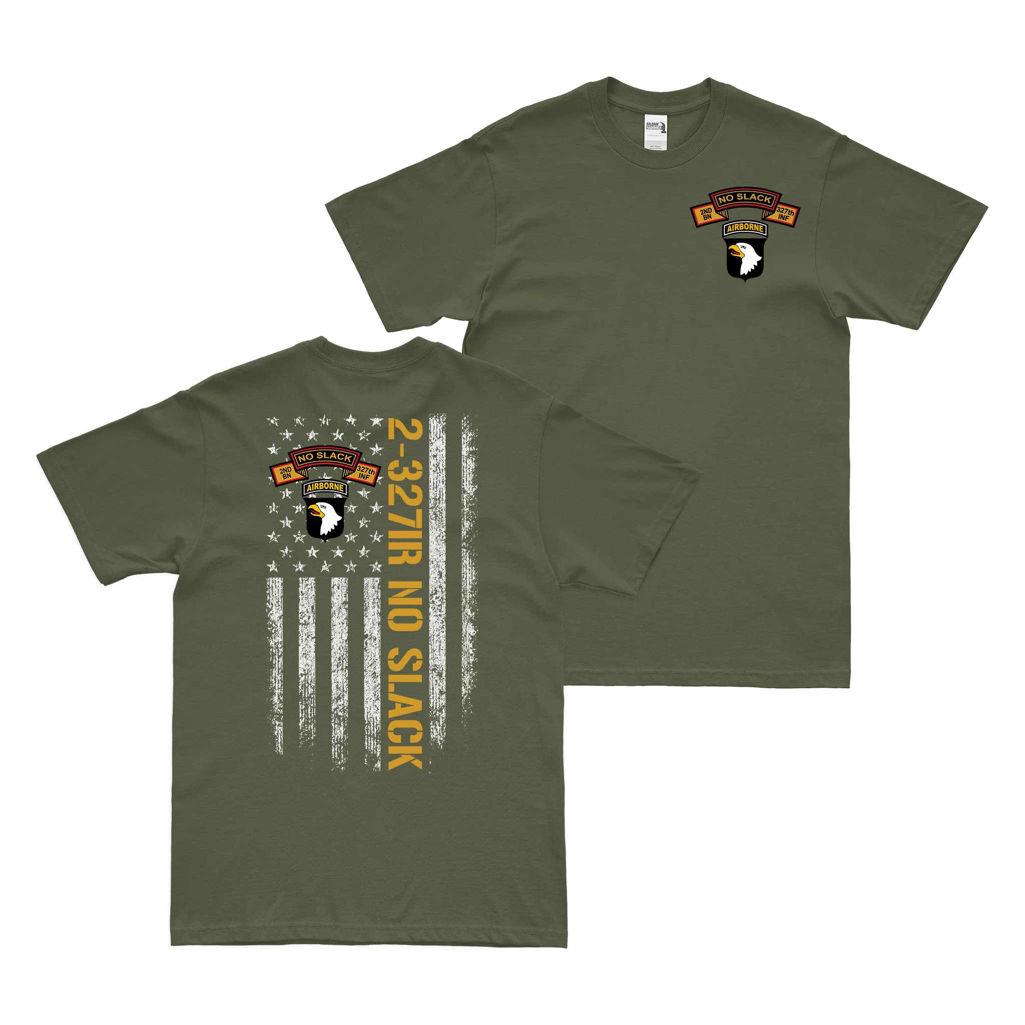Double-Sided 2-327 'No Slack' American Flag T-Shirt - Image 2