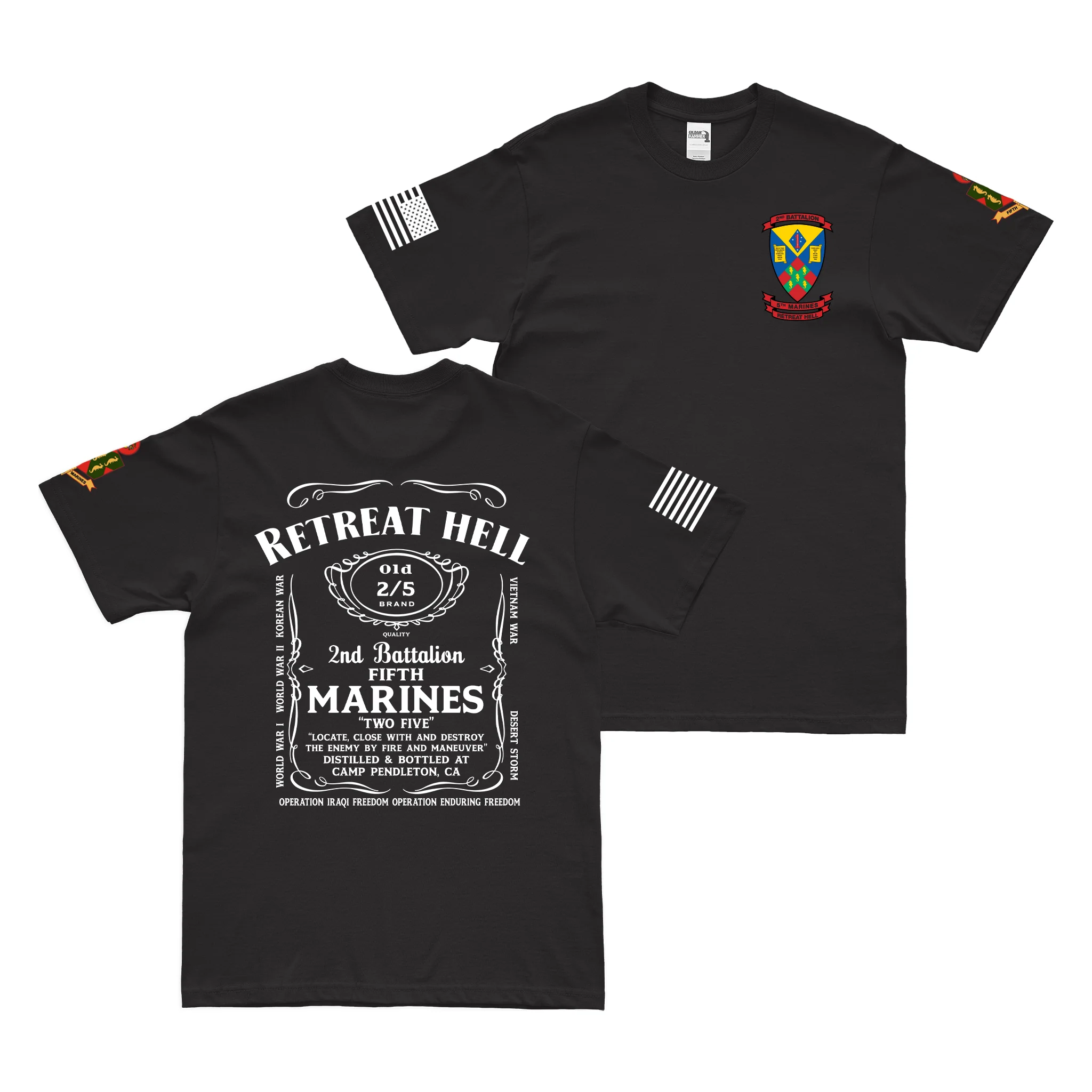 Double-Sided 2/5 Marines Whiskey Label T-Shirt