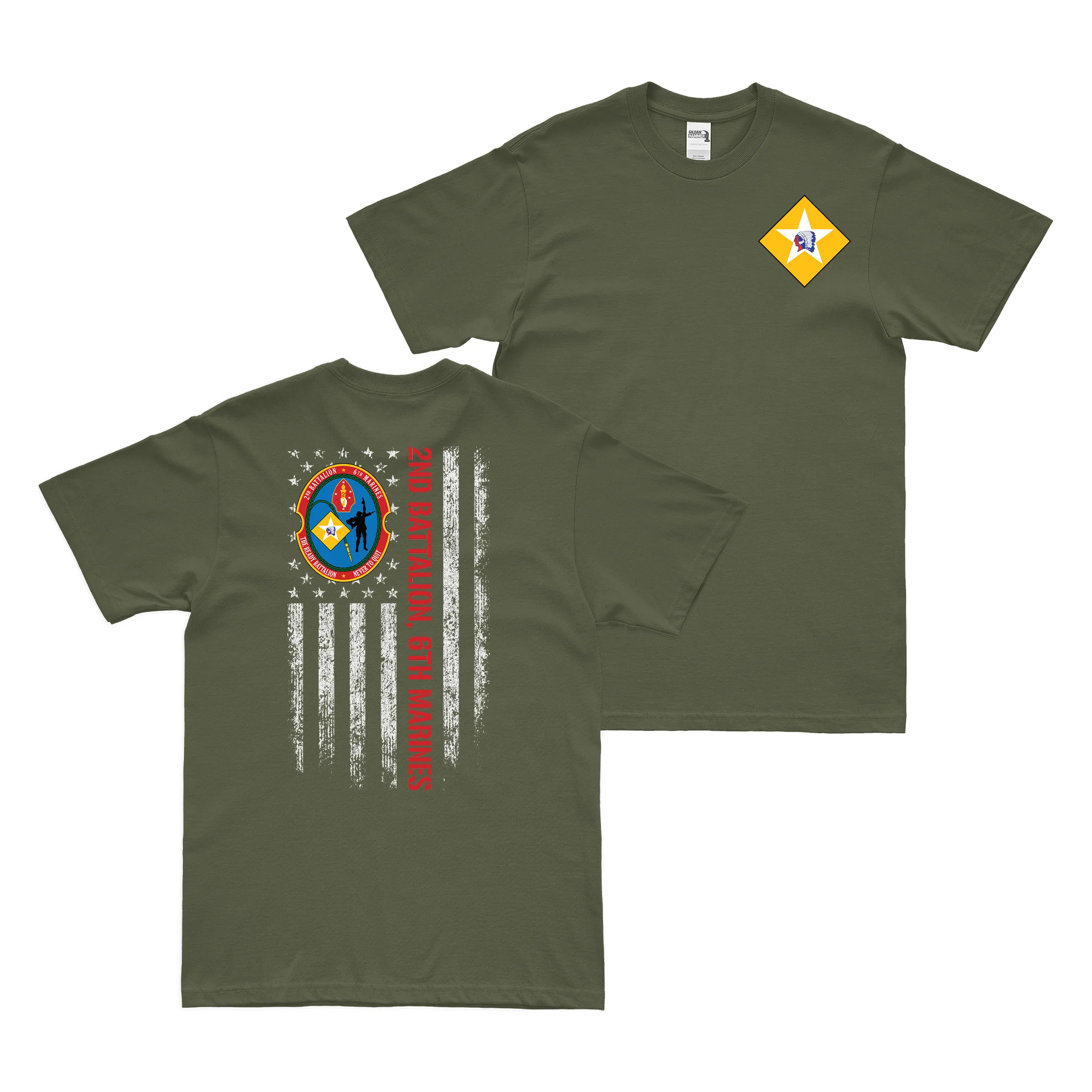 Double-Sided 2/6 Marines American Flag Logo T-Shirt - Image 2