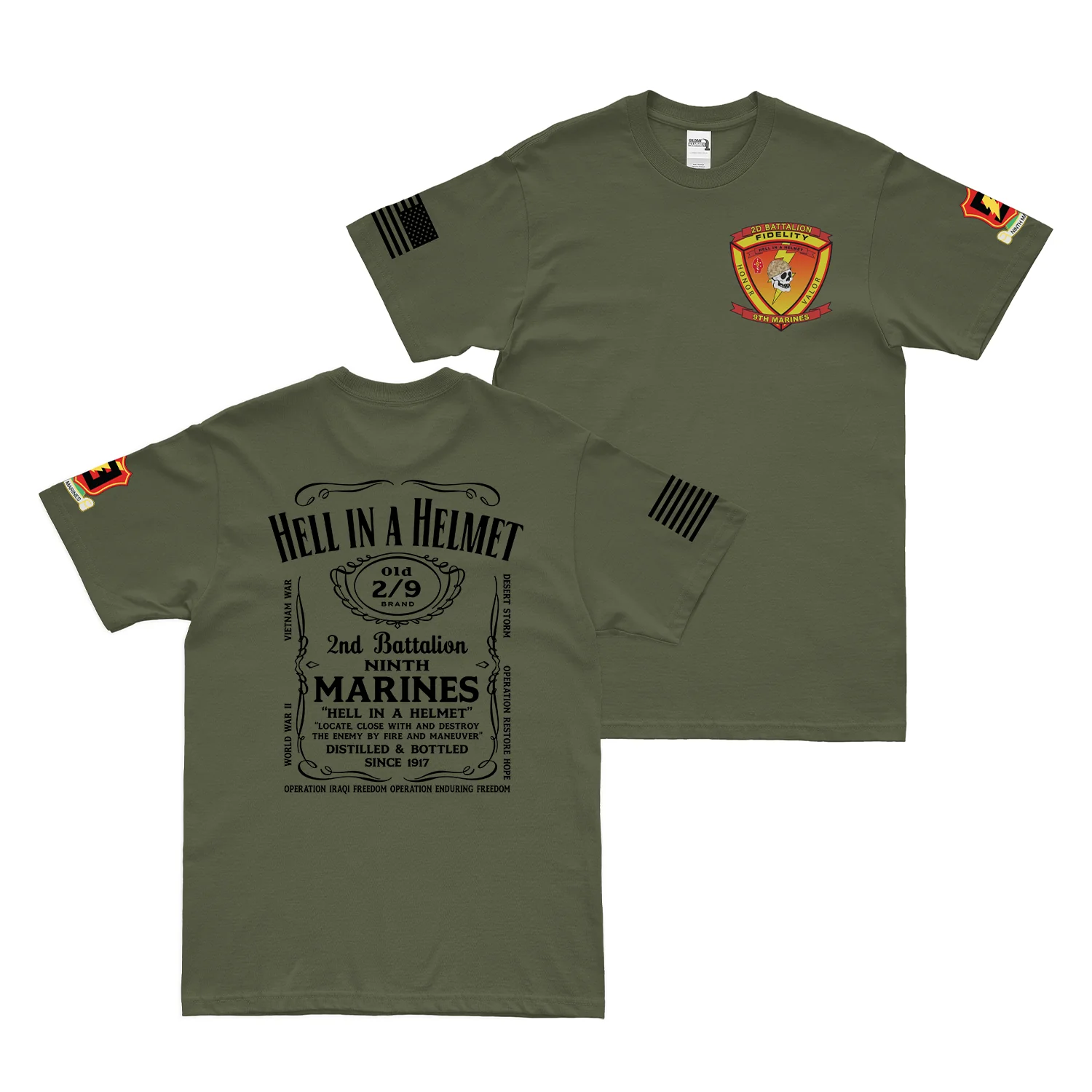 Double-Sided 2/9 Marines Whiskey Label T-Shirt - Image 4