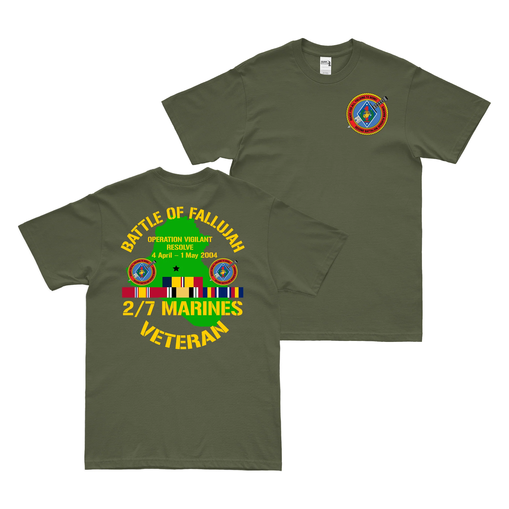 Double-Sided 2/7 Marines First Battle of Fallujah T-Shirt - Image 2