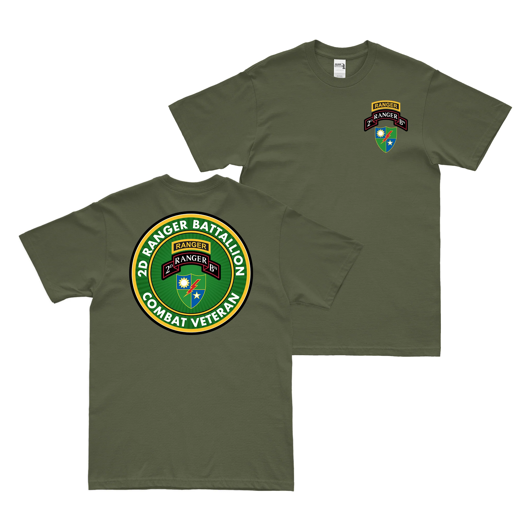 Double-Sided 2nd Ranger Battalion Combat Veteran T-Shirt - Image 2