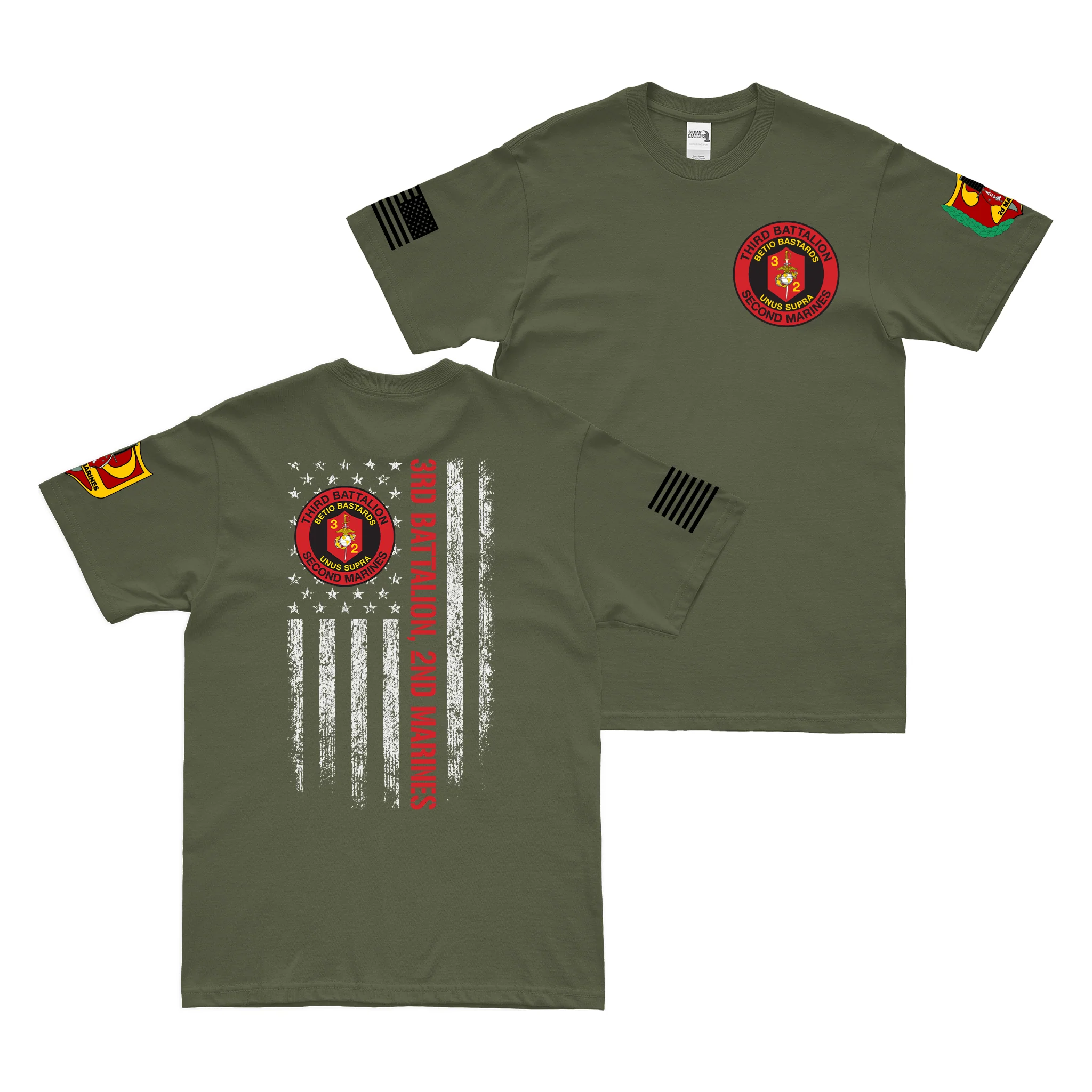 Double-Sided 3/2 Marines American Flag T-Shirt - Image 4