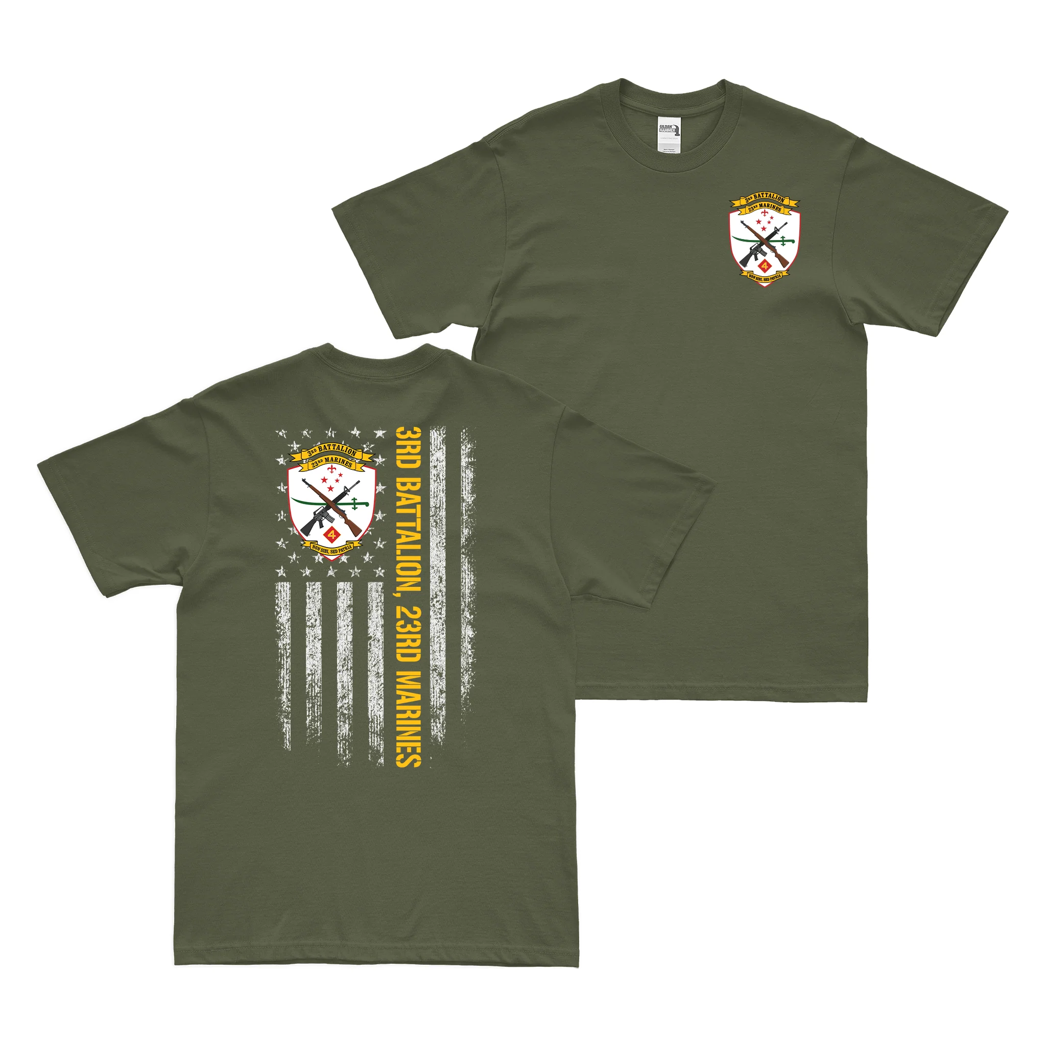 Double-Sided 3-23 Marines American Flag T-Shirt - Image 2