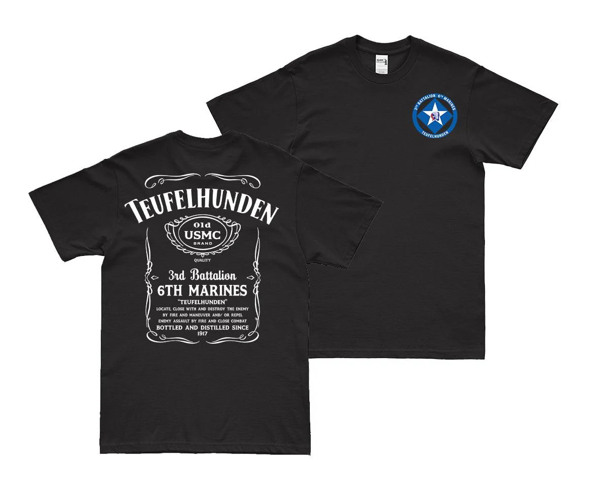 Double-Sided 3/6 Marines Whiskey Label T-Shirt