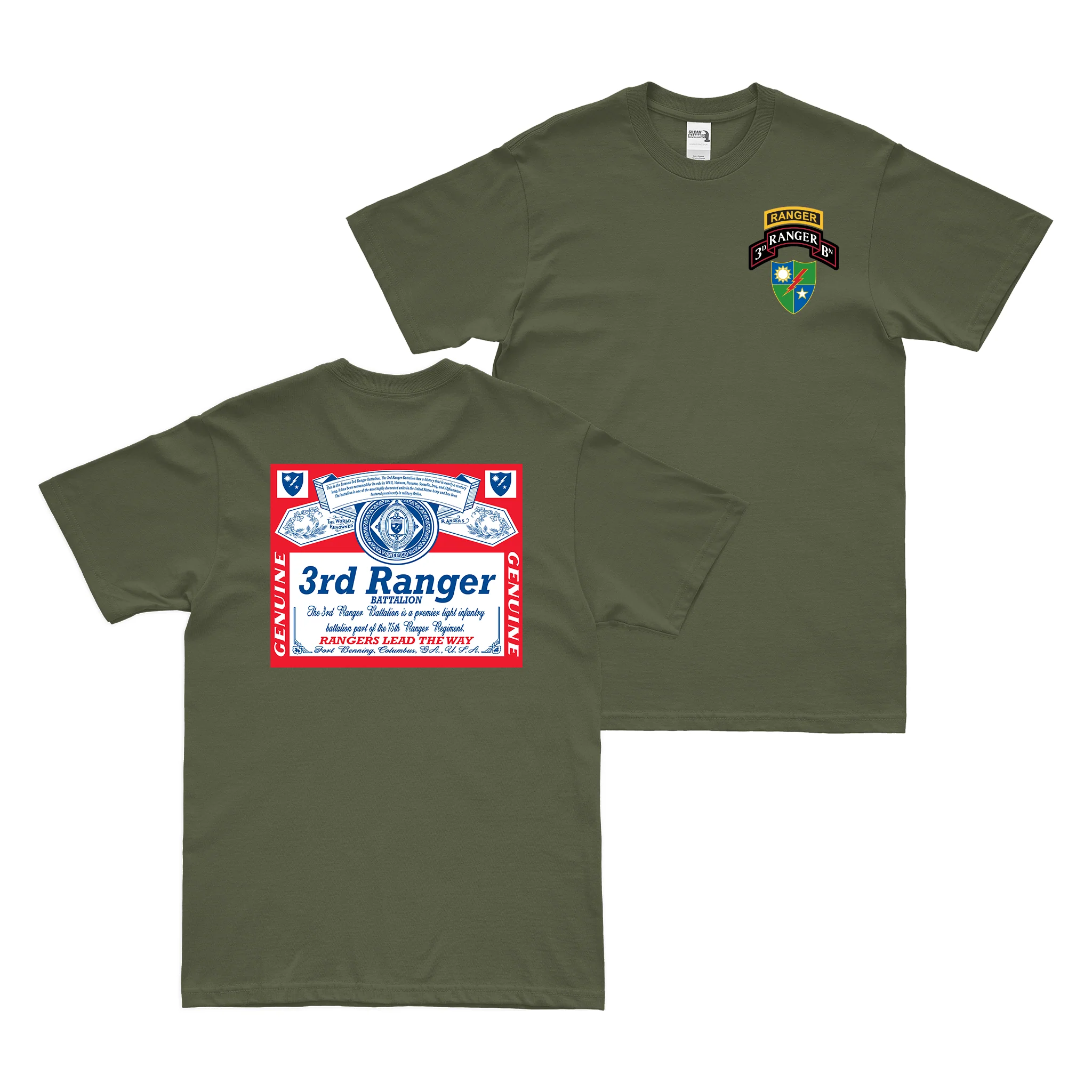 Double-Sided 3rd Ranger Battalion Budweiser T-Shirt - Image 2
