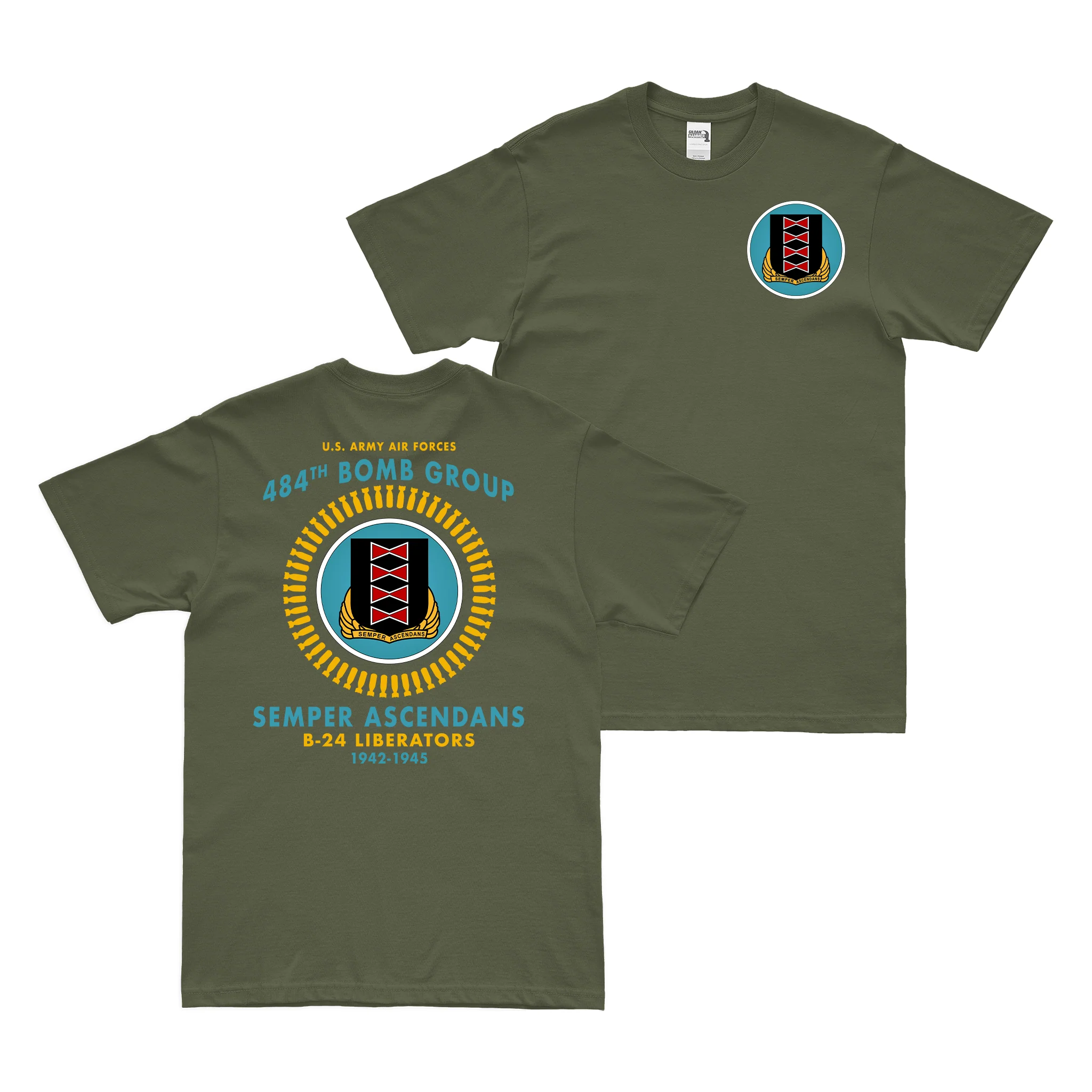 Double-Sided 484th Bomb Group WW2 Legacy T-Shirt - Image 2