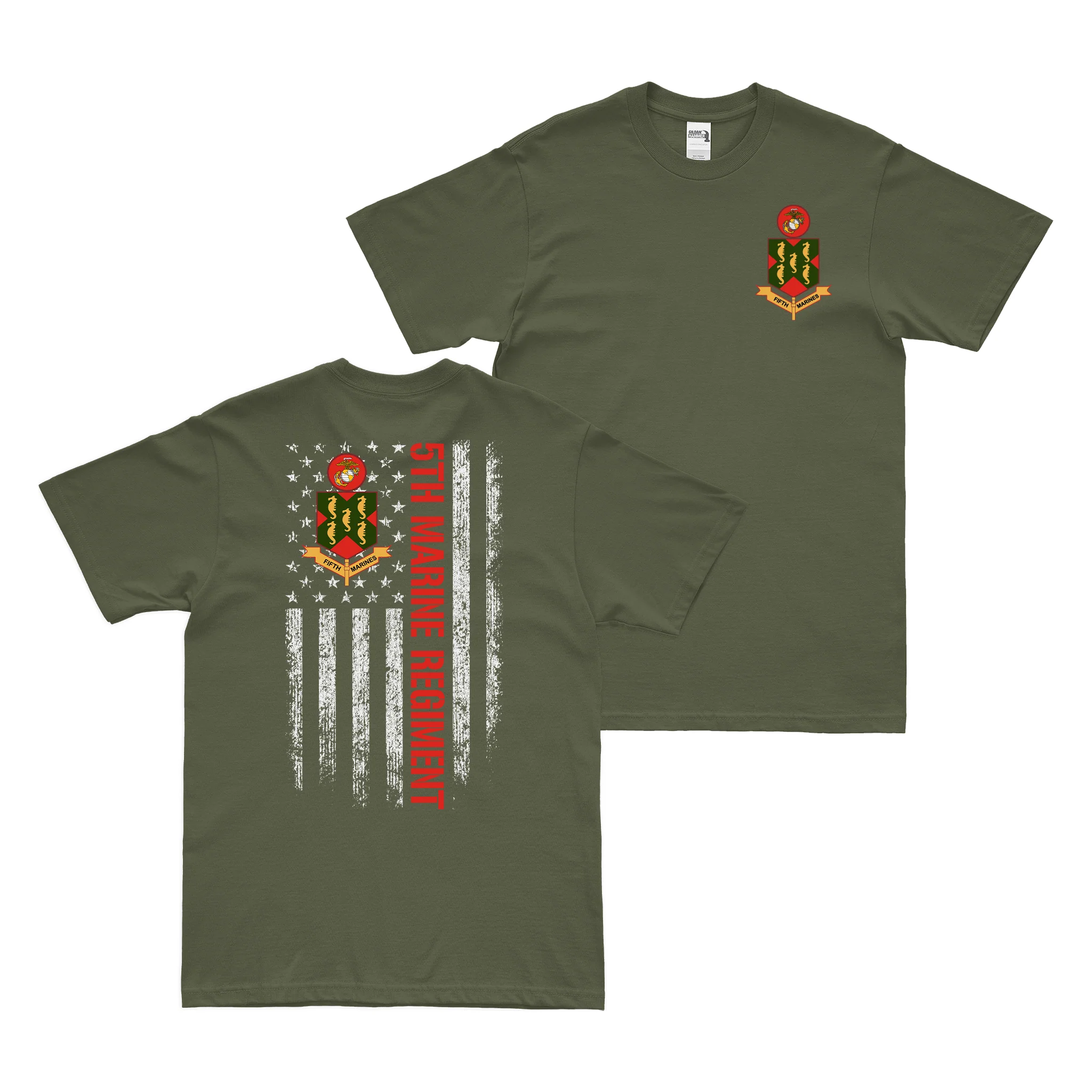 Double-Sided 5th Marine Regiment American Flag T-Shirt - Image 2