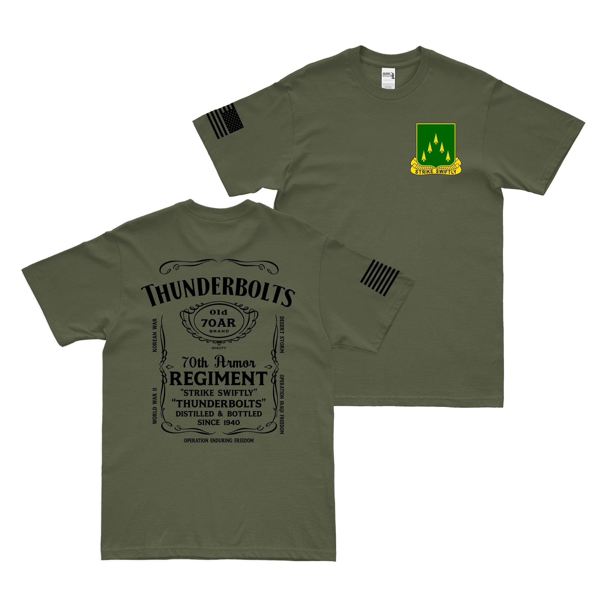 Double-Sided 70th Armor Regiment Whiskey Label T-Shirt - Image 3