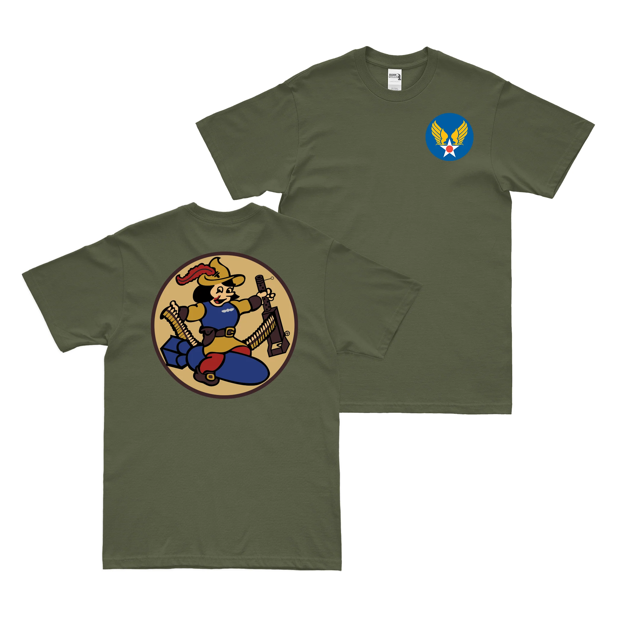 Double-Sided 713th Bomb Squadron WW2 AAF T-Shirt - Image 2