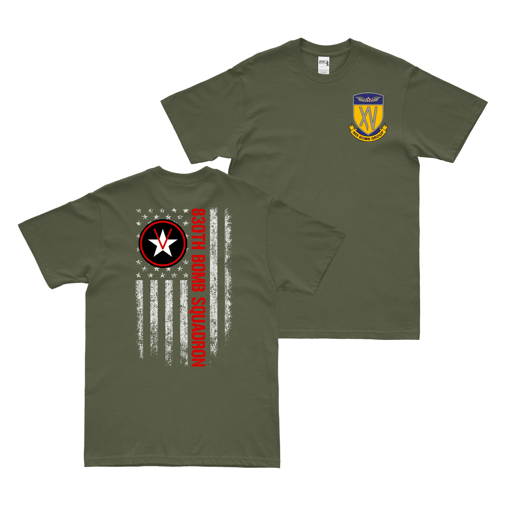 Double-Sided 830th Bomb Squadron American Flag T-Shirt - Image 2