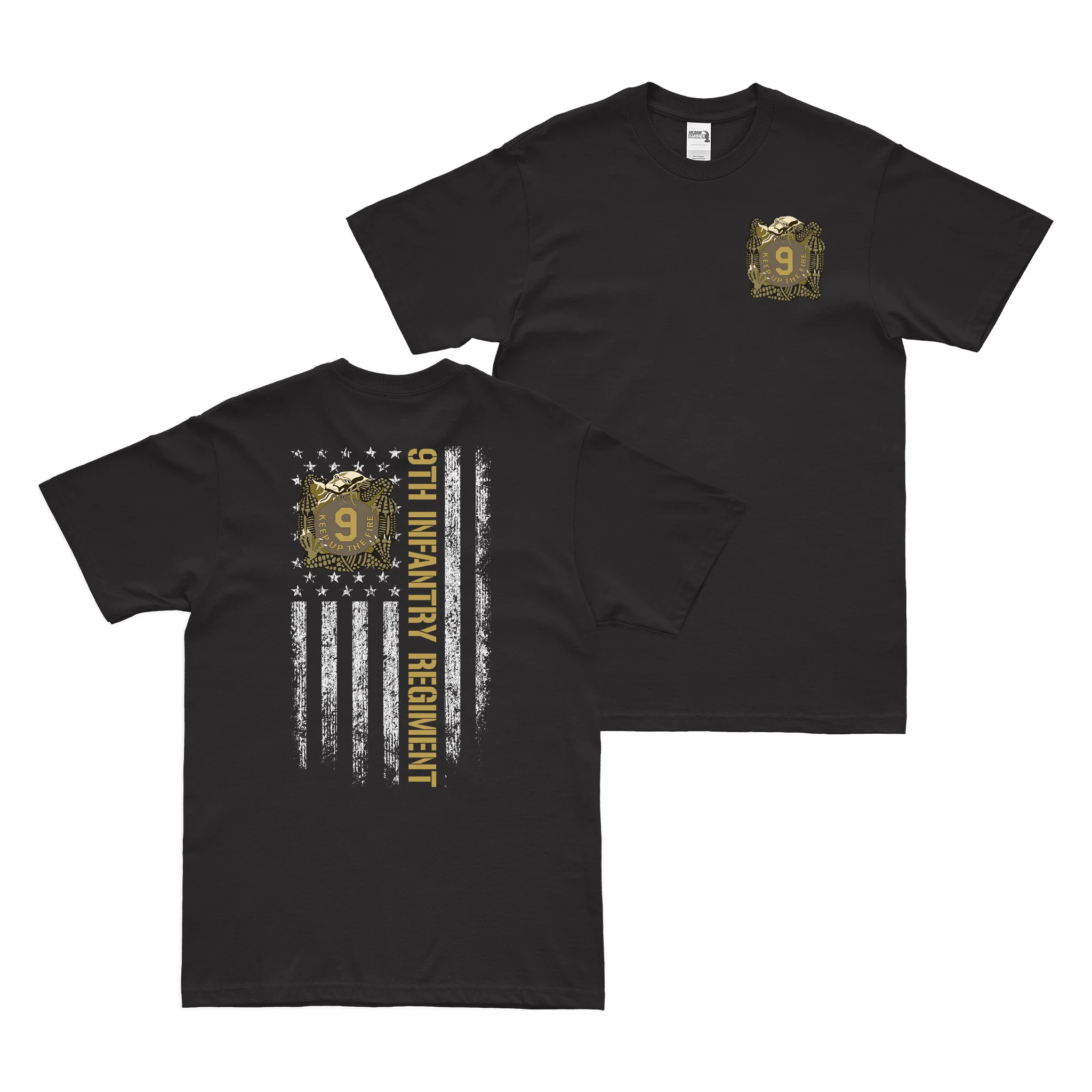 Double-Sided 9th Infantry Regiment American Flag T-Shirt