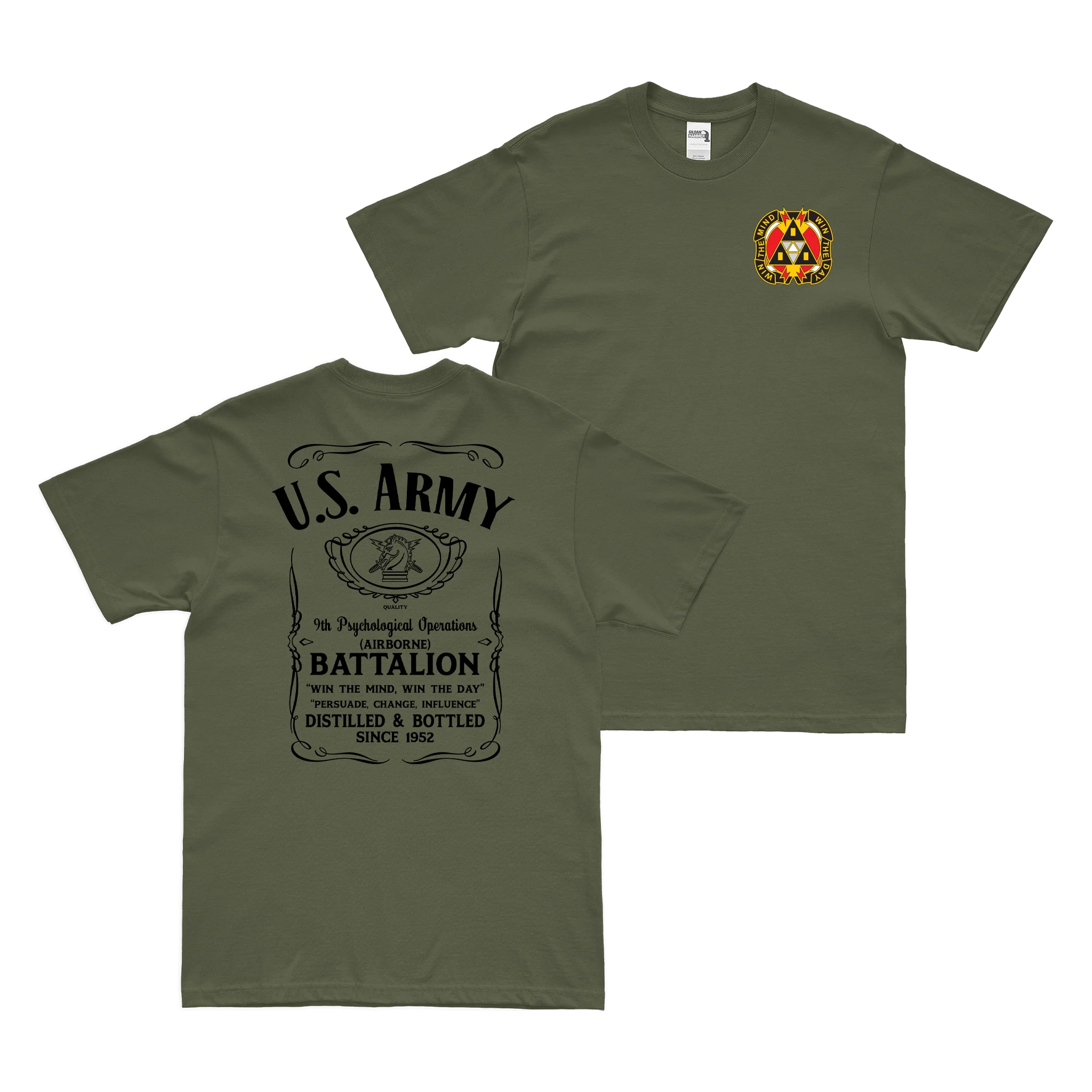 Double-Sided 9th POB (Airborne) Whiskey Label T-Shirt - Image 2