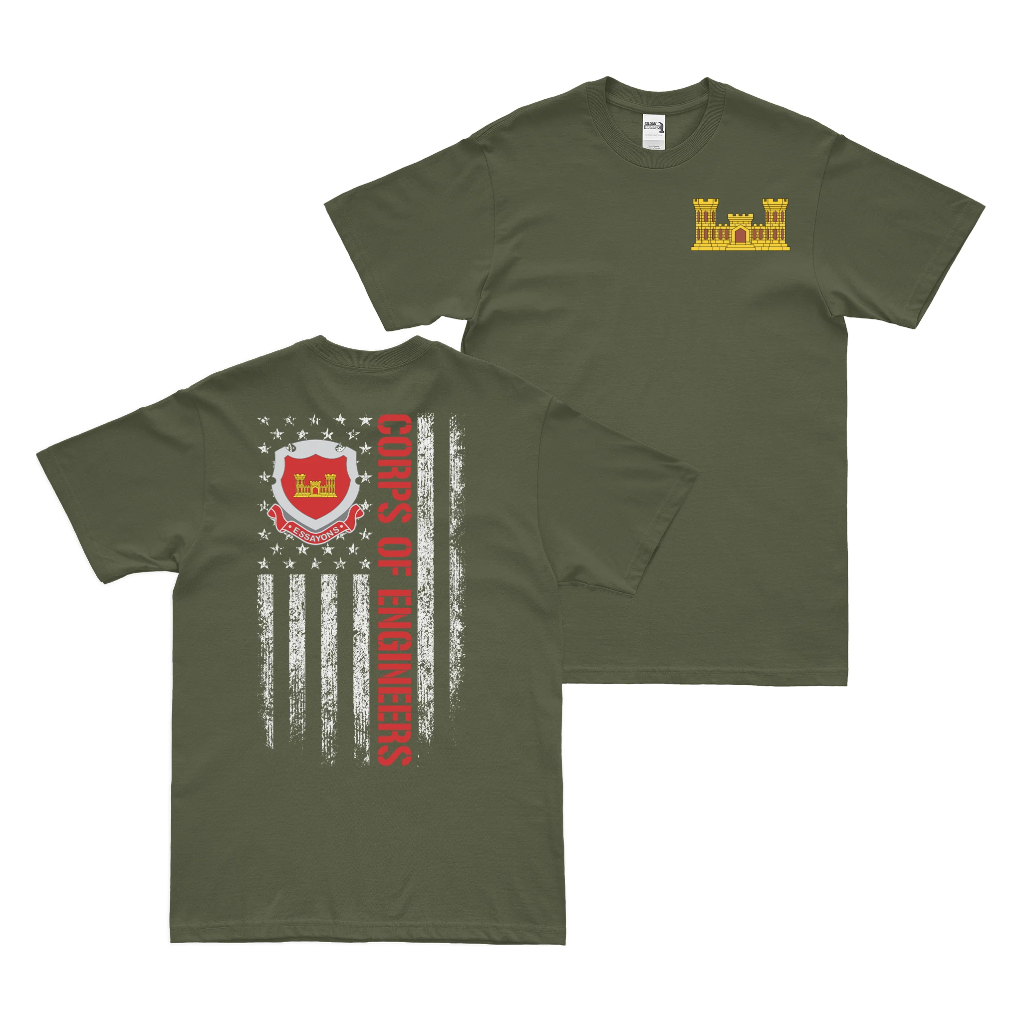 Double-Sided Corps of Engineers (USACE) American Flag T-Shirt - Image 2