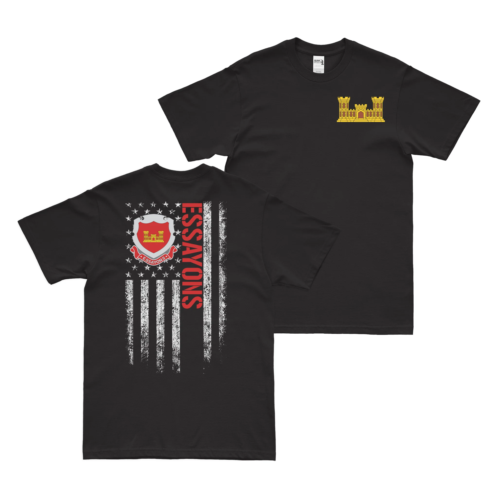 Double-Sided Corps of Engineers (USACE) Essayons American Flag T-Shirt