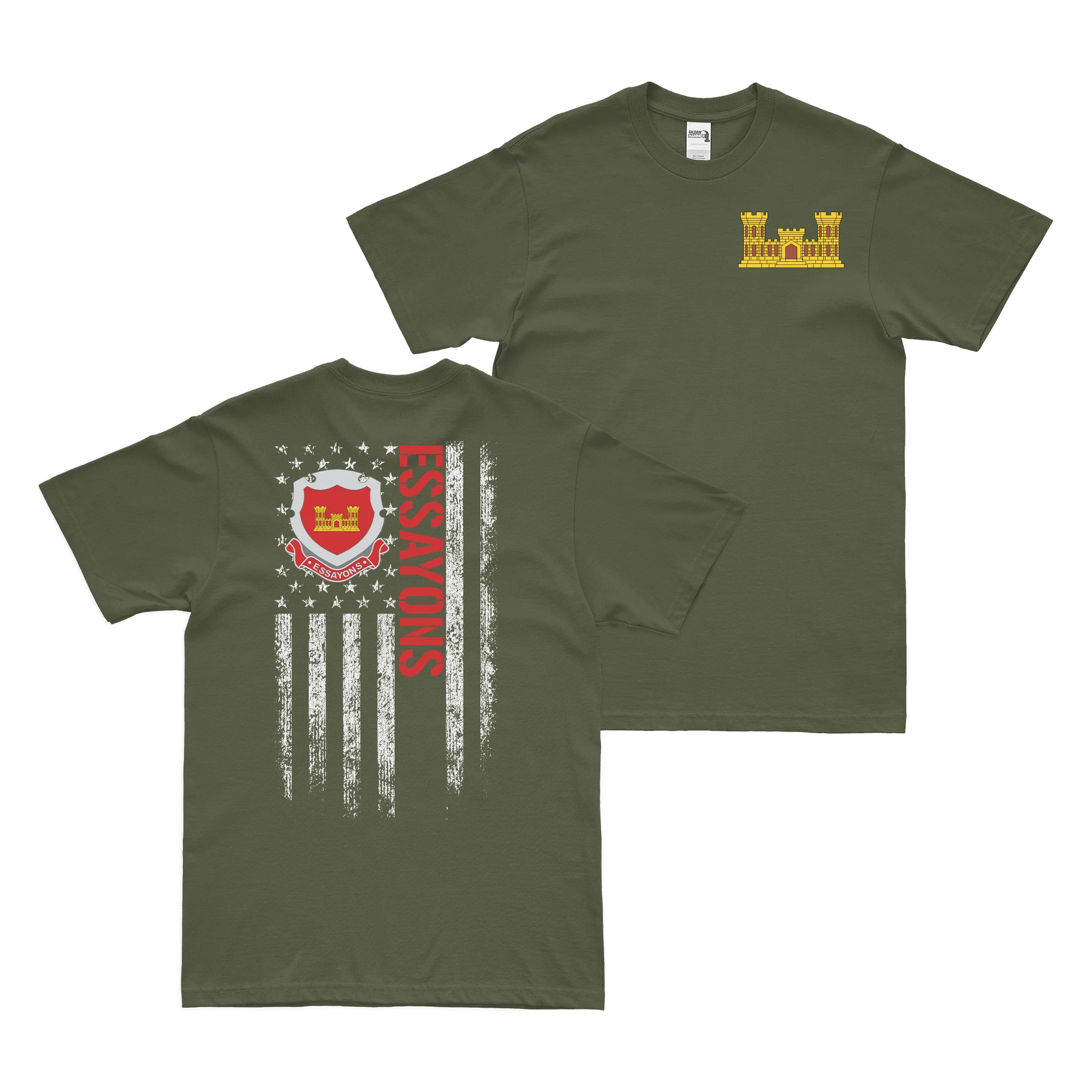 Double-Sided Corps of Engineers (USACE) Essayons American Flag T-Shirt - Image 2