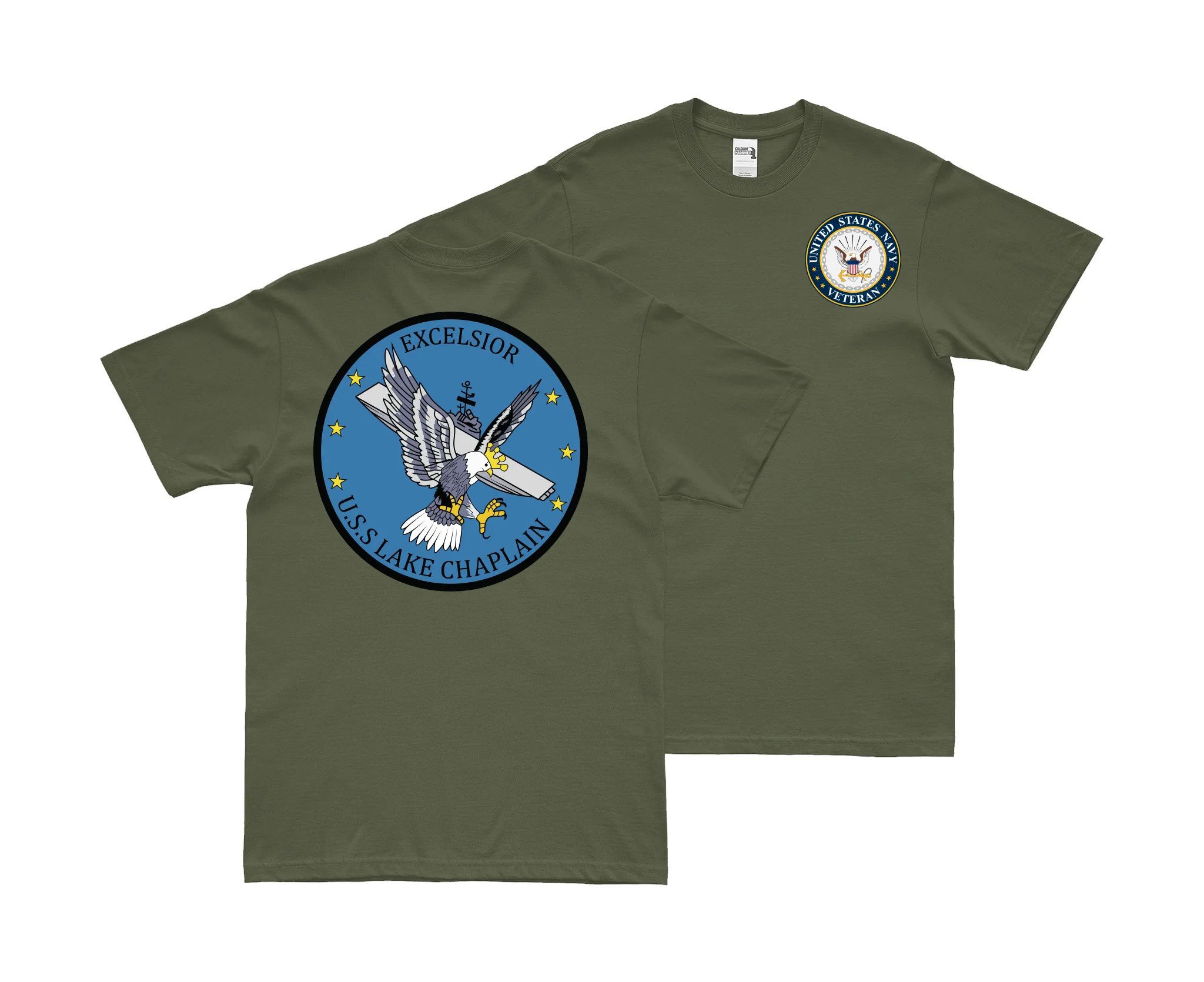 Double-Sided USS Lake Champlain (CV-39) Veteran T-Shirt - Image 2