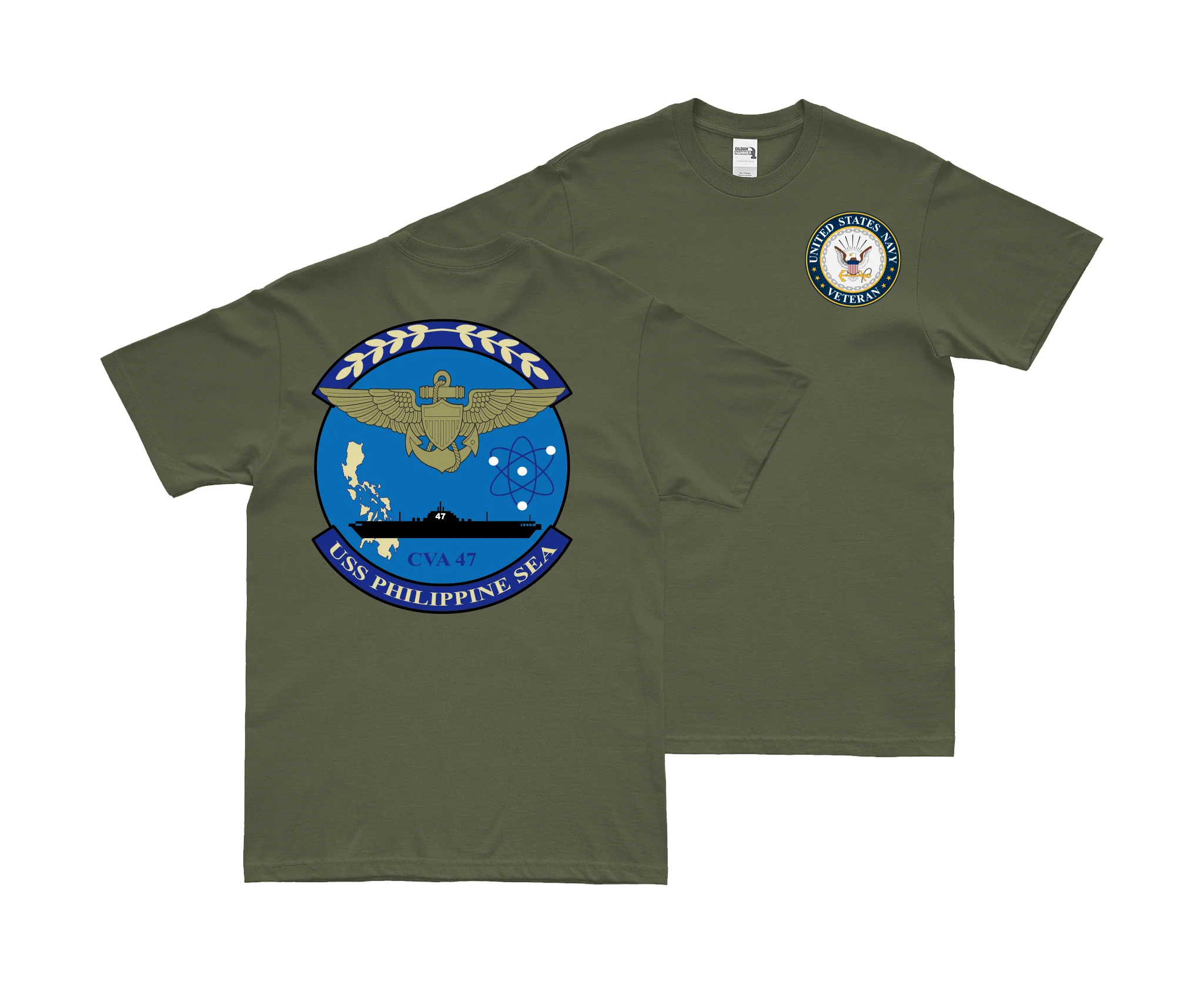 Double-Sided USS Philippine Sea (CVA-47) Veteran T-Shirt - Image 2