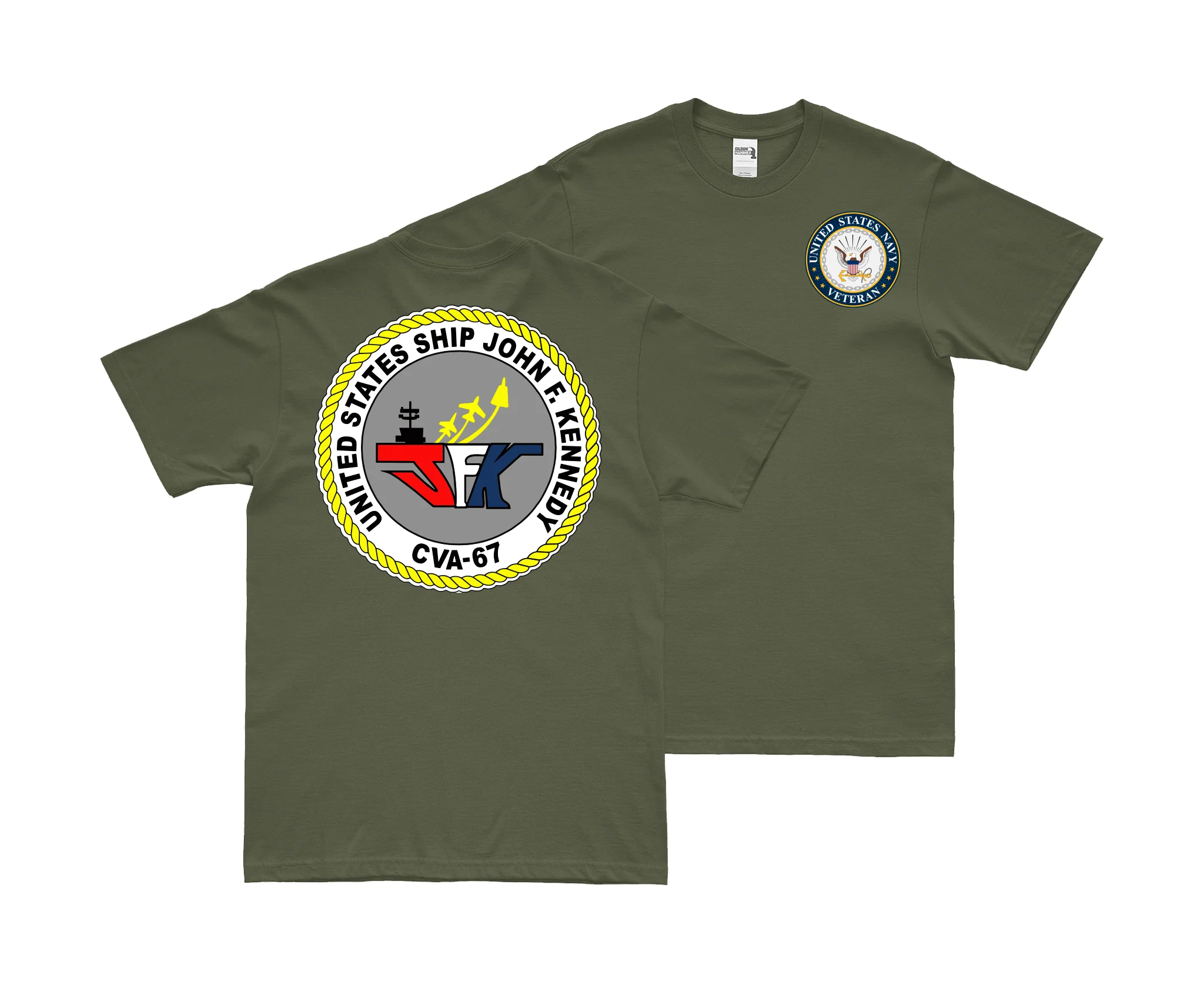 Double-Sided USS John F. Kennedy (CVA-67) Veteran T-Shirt - Image 2