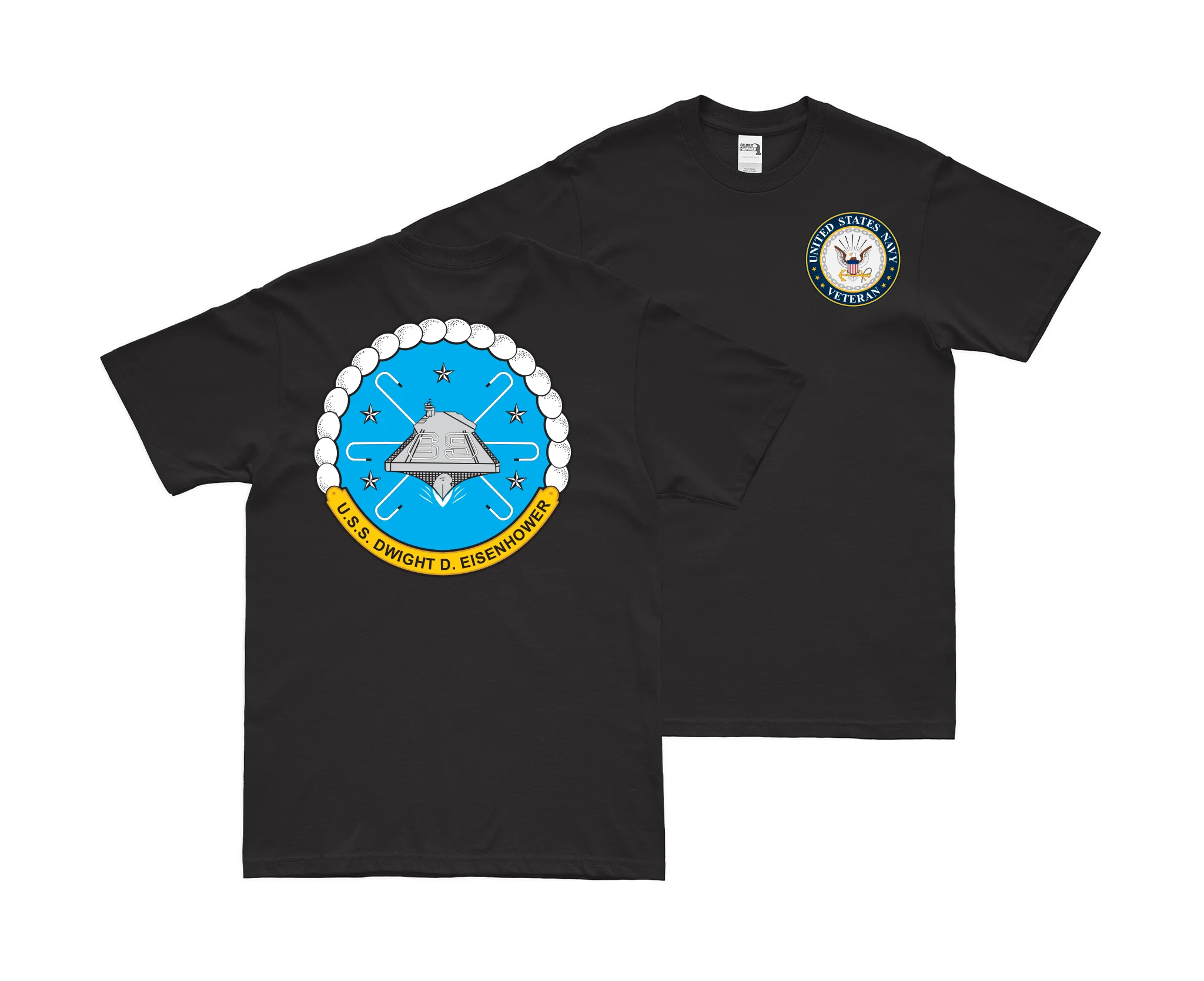 Double-Sided USS Dwight D. Eisenhower (CVN-69) Veteran T-Shirt