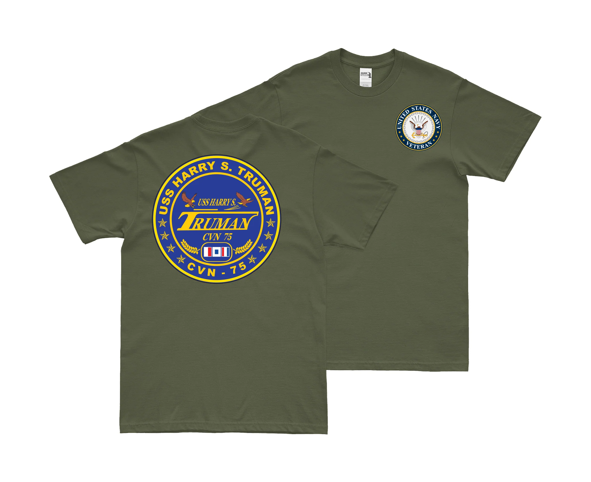 Double-Sided USS Harry S. Truman (CVN-75) Navy Veteran T-Shirt - Image 2
