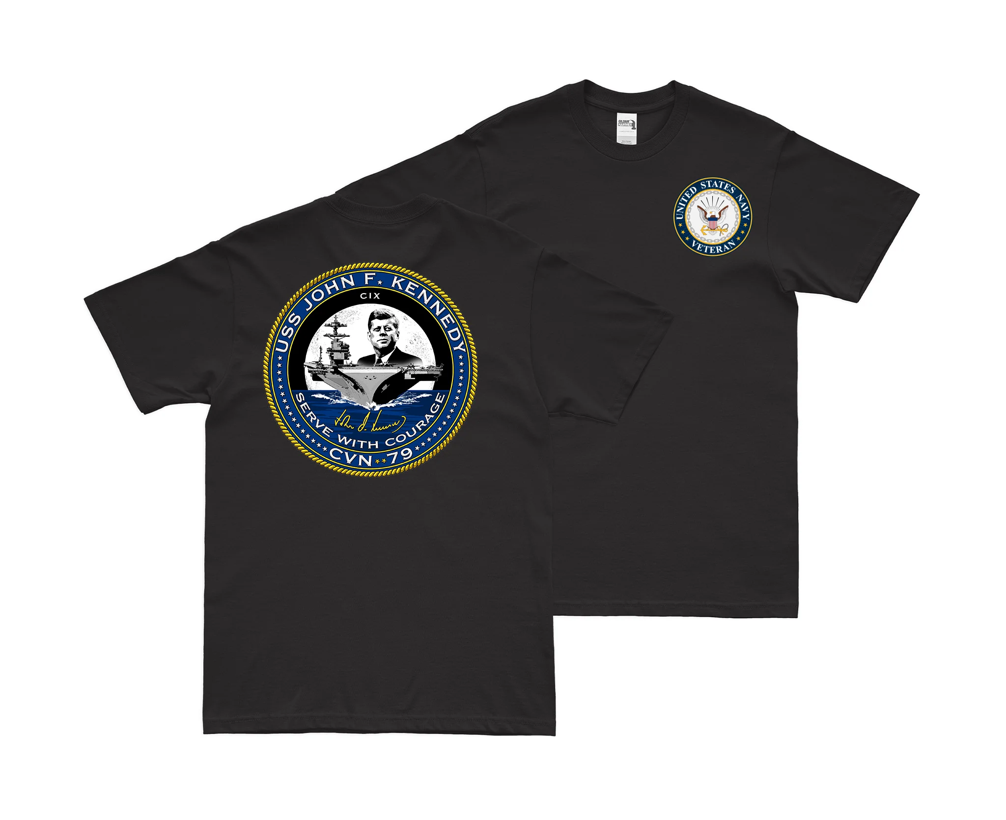 Double-Sided USS John F. Kennedy (CVN-79) Veteran T-Shirt