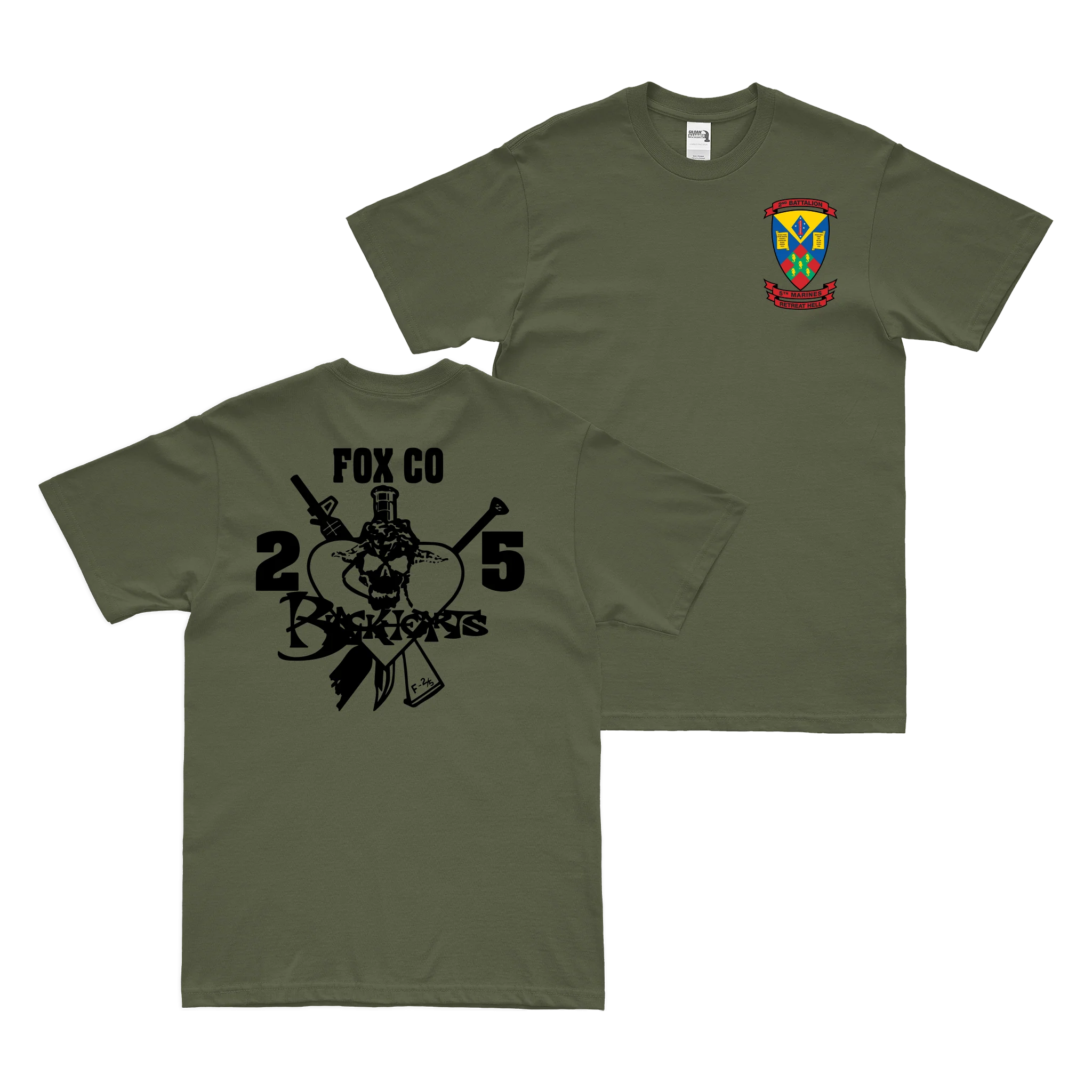 Double-Sided Fox Co. 2/5 Marines 'Blackhearts' T-Shirt - Image 2
