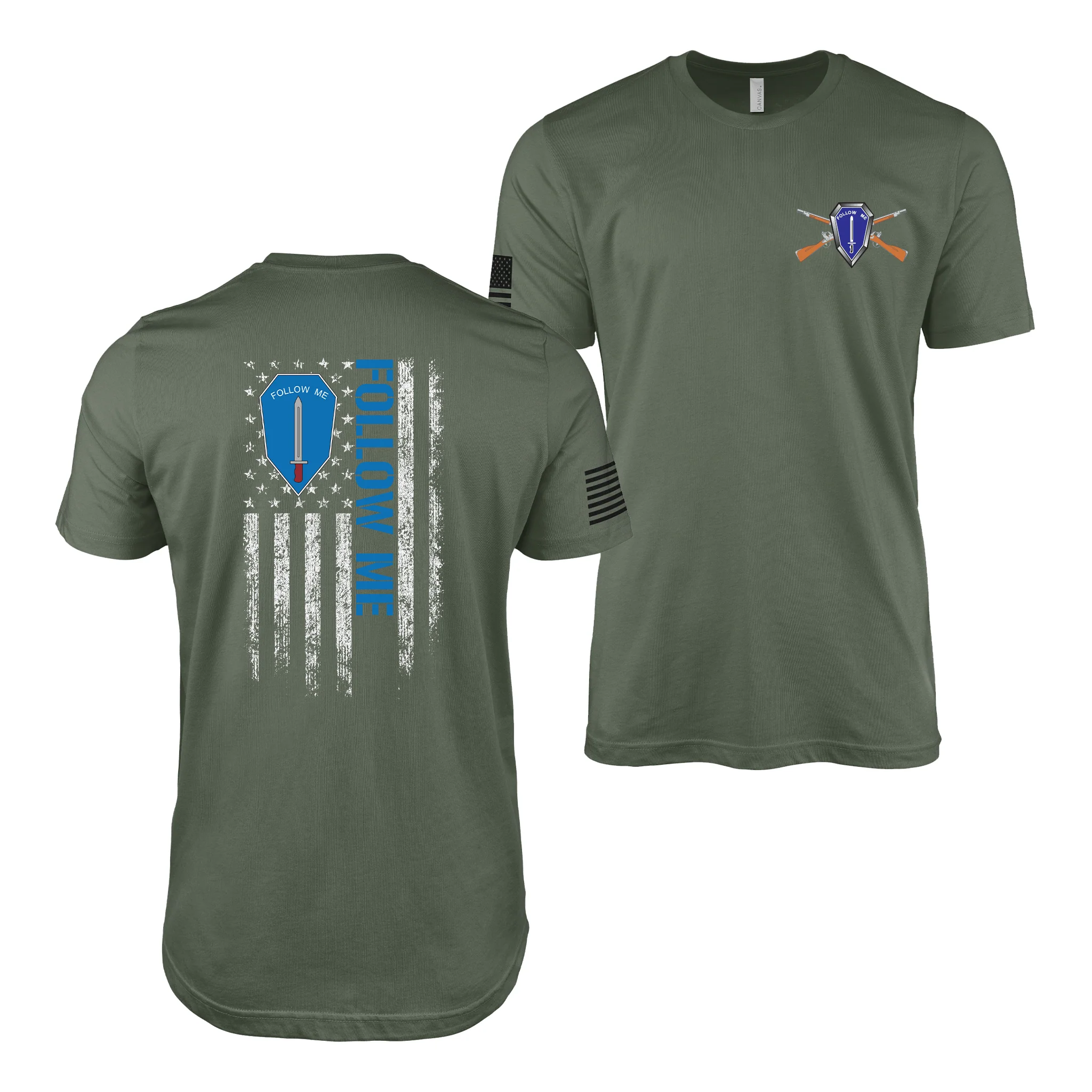 Double-Sided Infantry Follow Me American Flag T-Shirt - Image 2