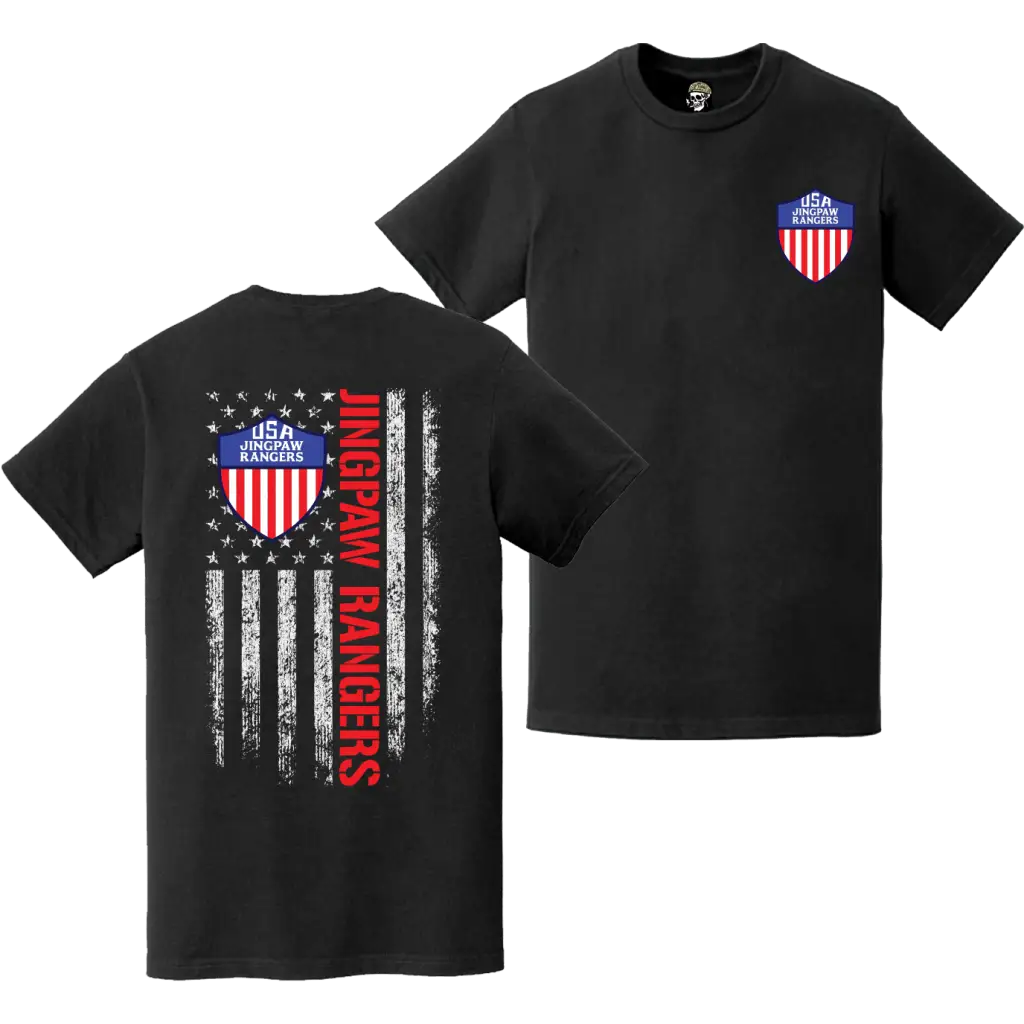 Double-Sided Jingpaw Rangers OSS Det 101 American Flag T-Shirt