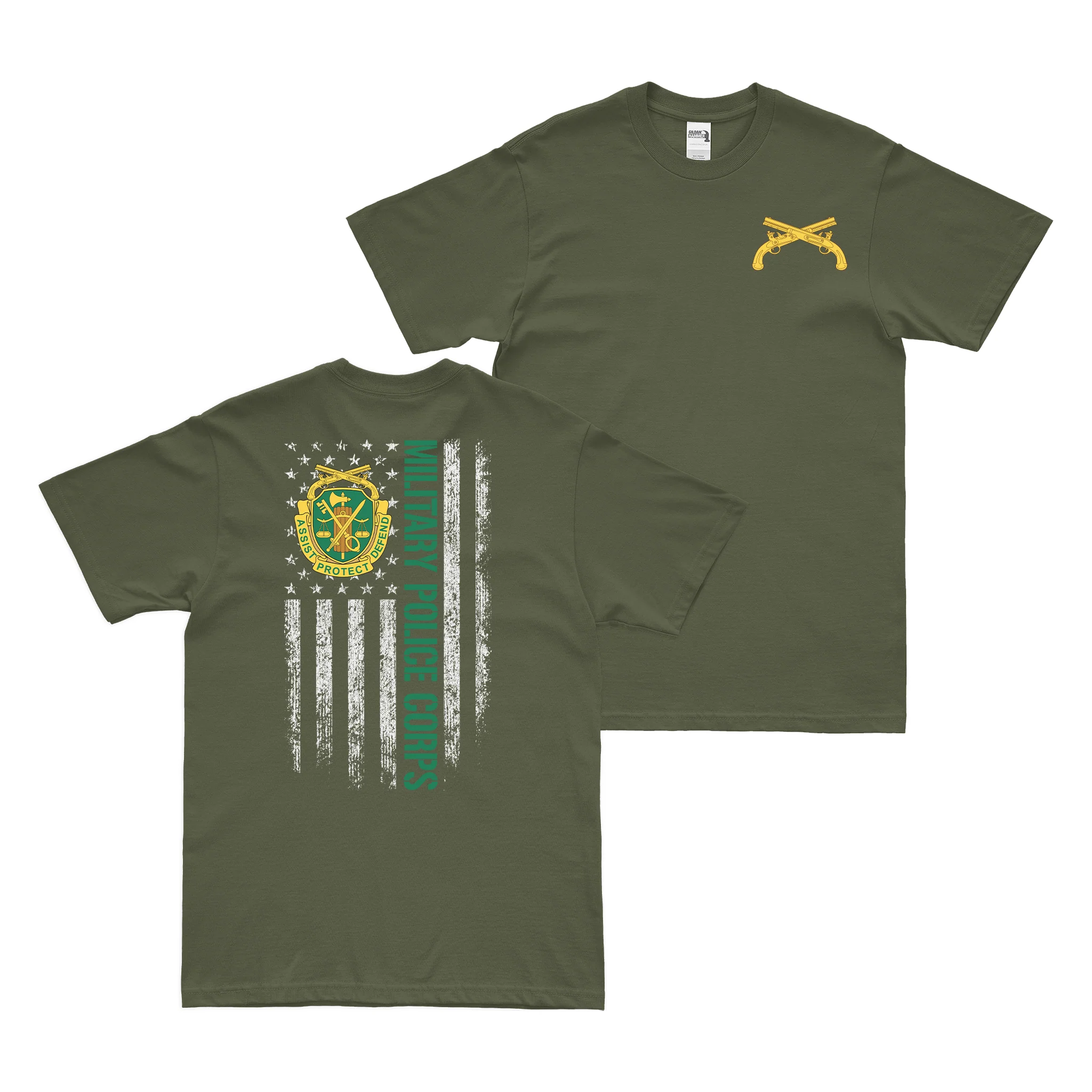 Double-Sided Military Police Corps American Flag T-Shirt - Image 2