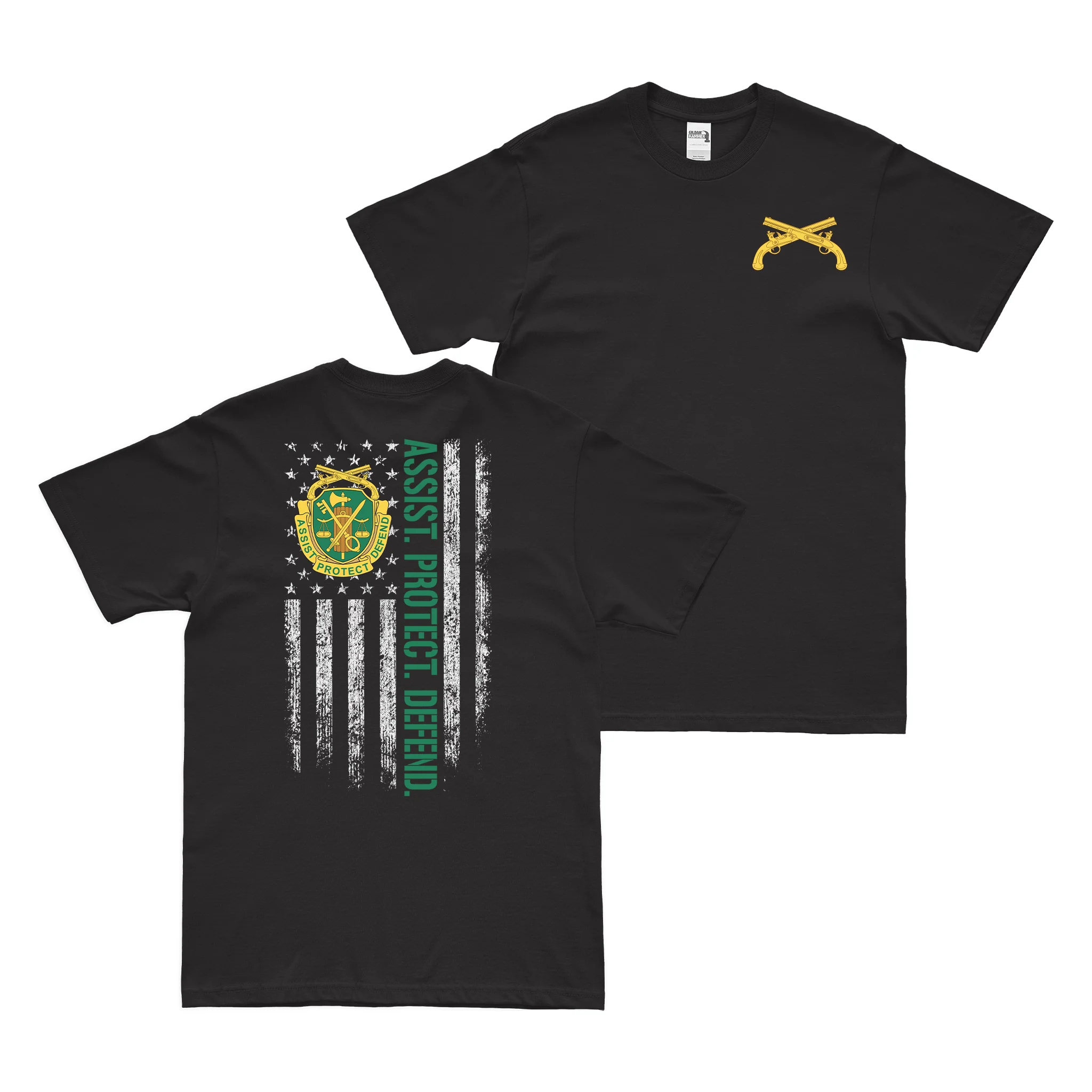 Double-Sided MP Corps Motto American Flag T-Shirt