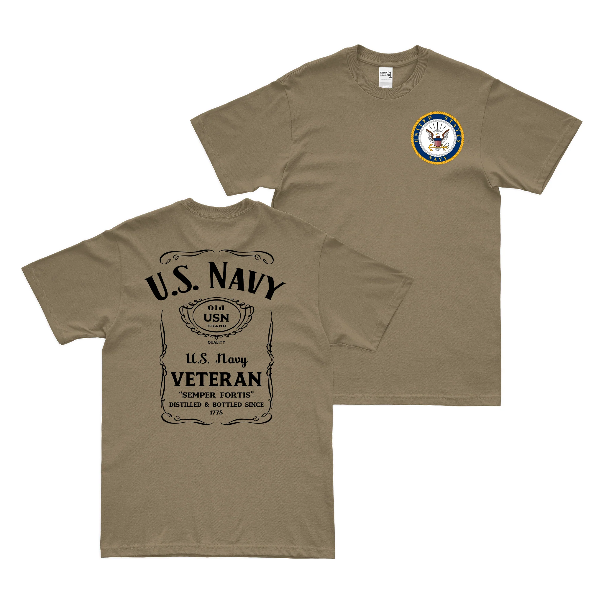 Double-Sided U.S. Navy Veteran Whiskey Label T-Shirt - Image 3