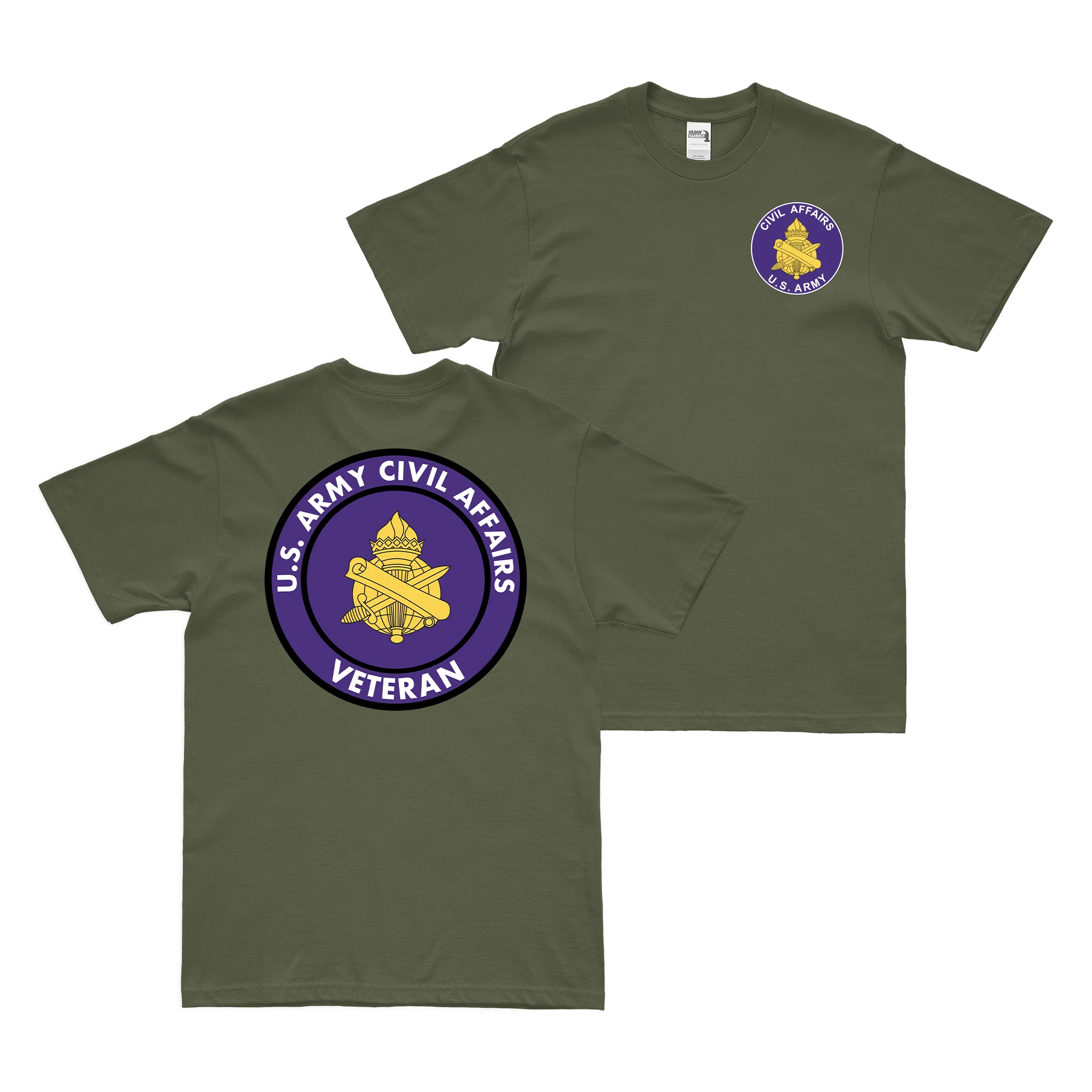 Double-Sided U.S. Army Civil Affairs Veteran Emblem T-Shirt - Image 2