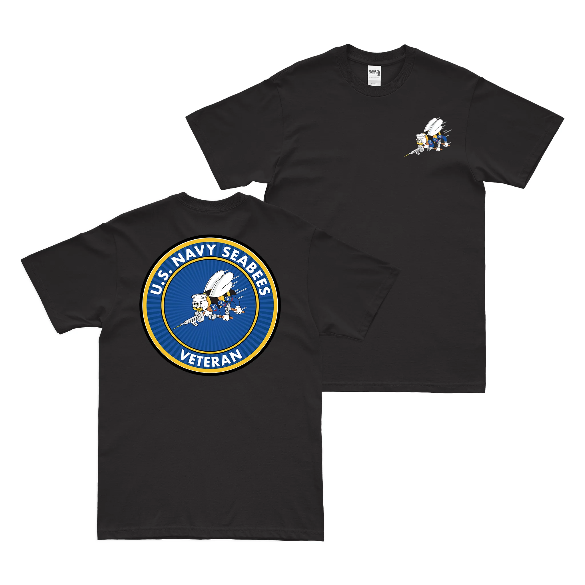 Double-Sided U.S. Navy Seabees Veteran Emblem T-Shirt