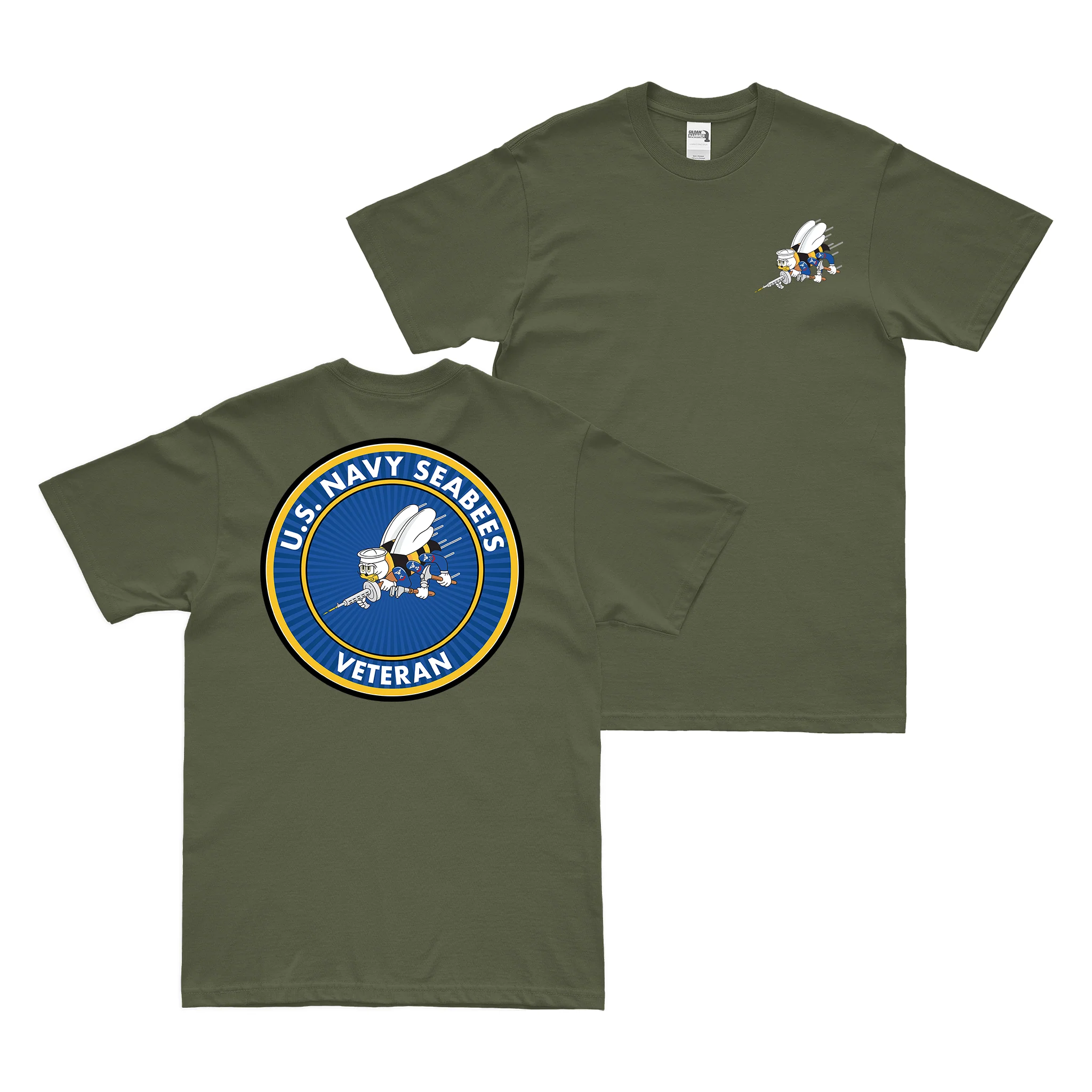 Double-Sided U.S. Navy Seabees Veteran Emblem T-Shirt - Image 2
