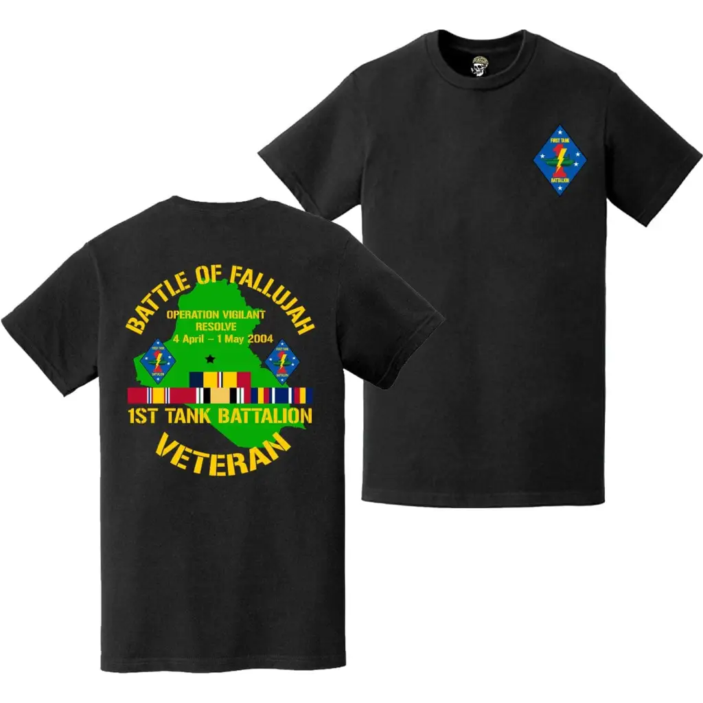 Double-Sided USMC 1st Tank Battalion Battle of Fallujah T-Shirt